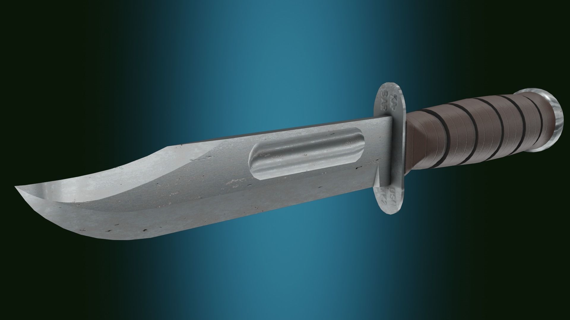 US Navy Mk2 Ka-bar combat knife Low-poly 3D model_2