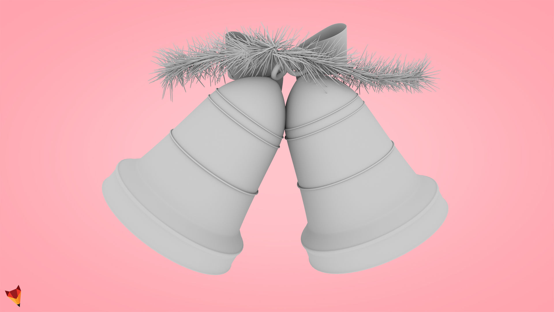 Golden Christmas Bells Low-poly 3D model_6