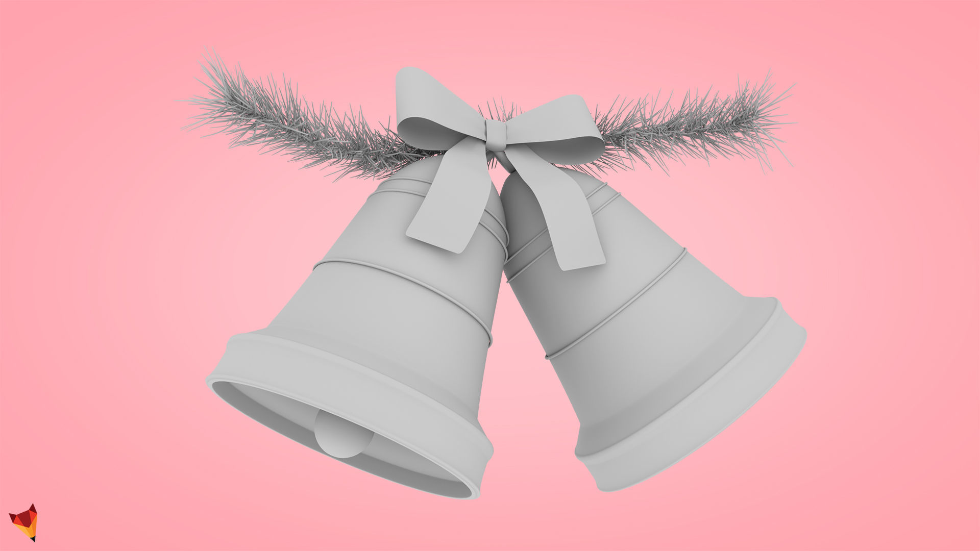 Golden Christmas Bells Low-poly 3D model_4