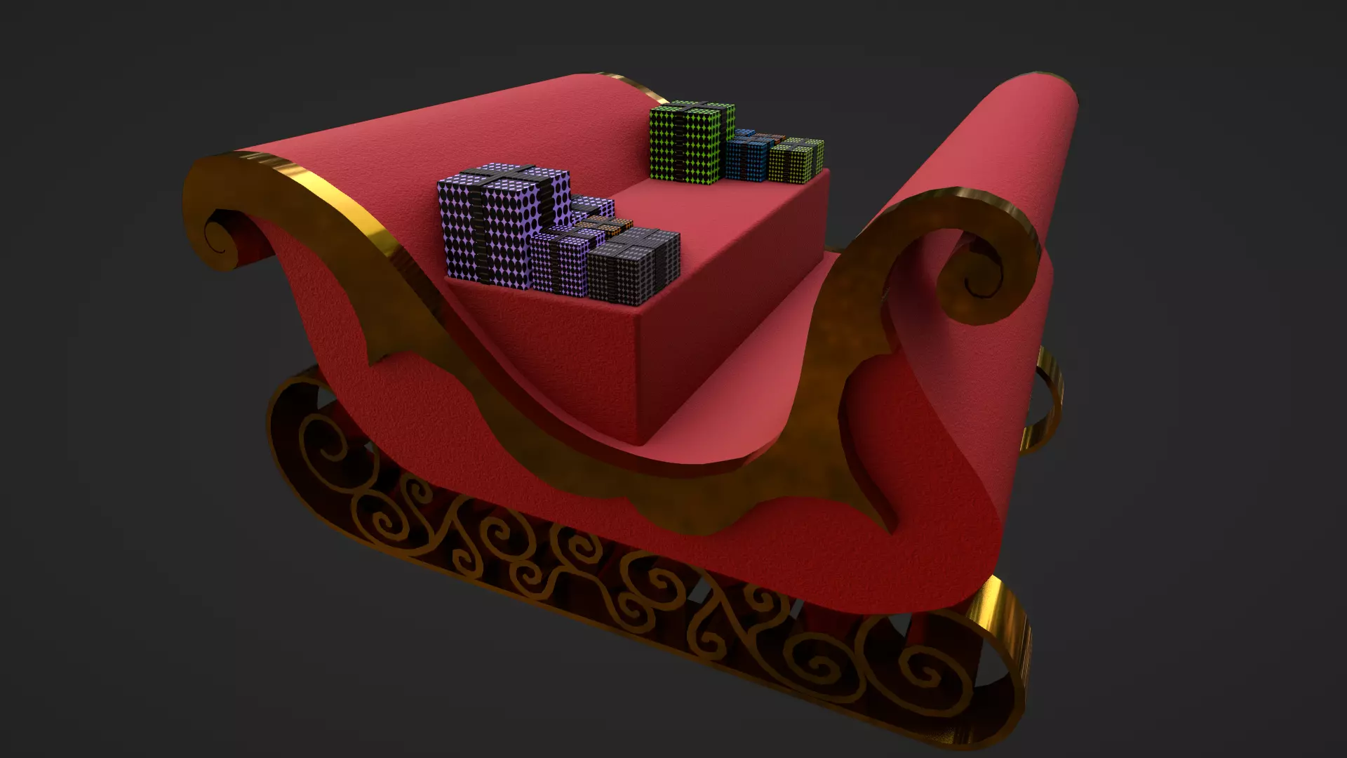 Santa sleigh Low-poly 3D model