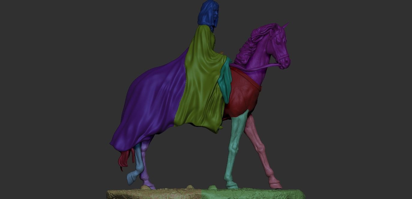 Arwen 3D Print statue on horse 3D print model_11