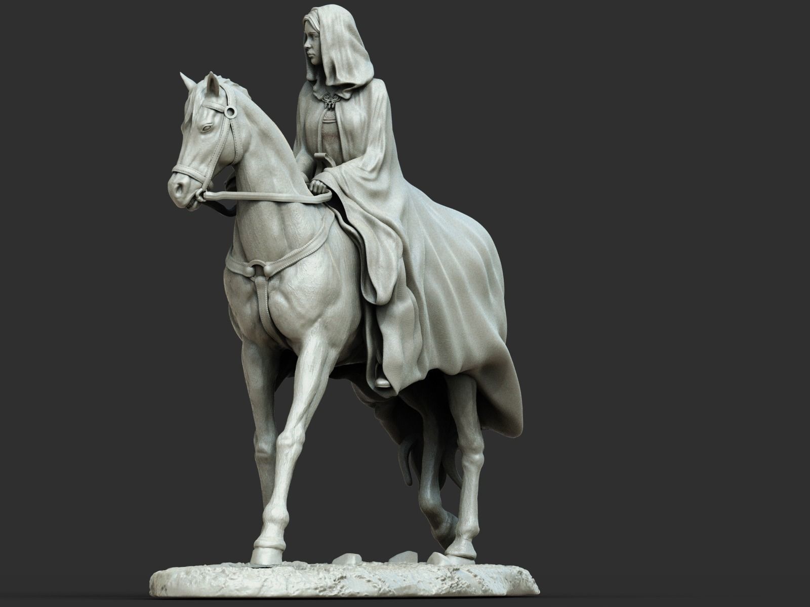 Arwen 3D Print statue on horse 3D print model_8