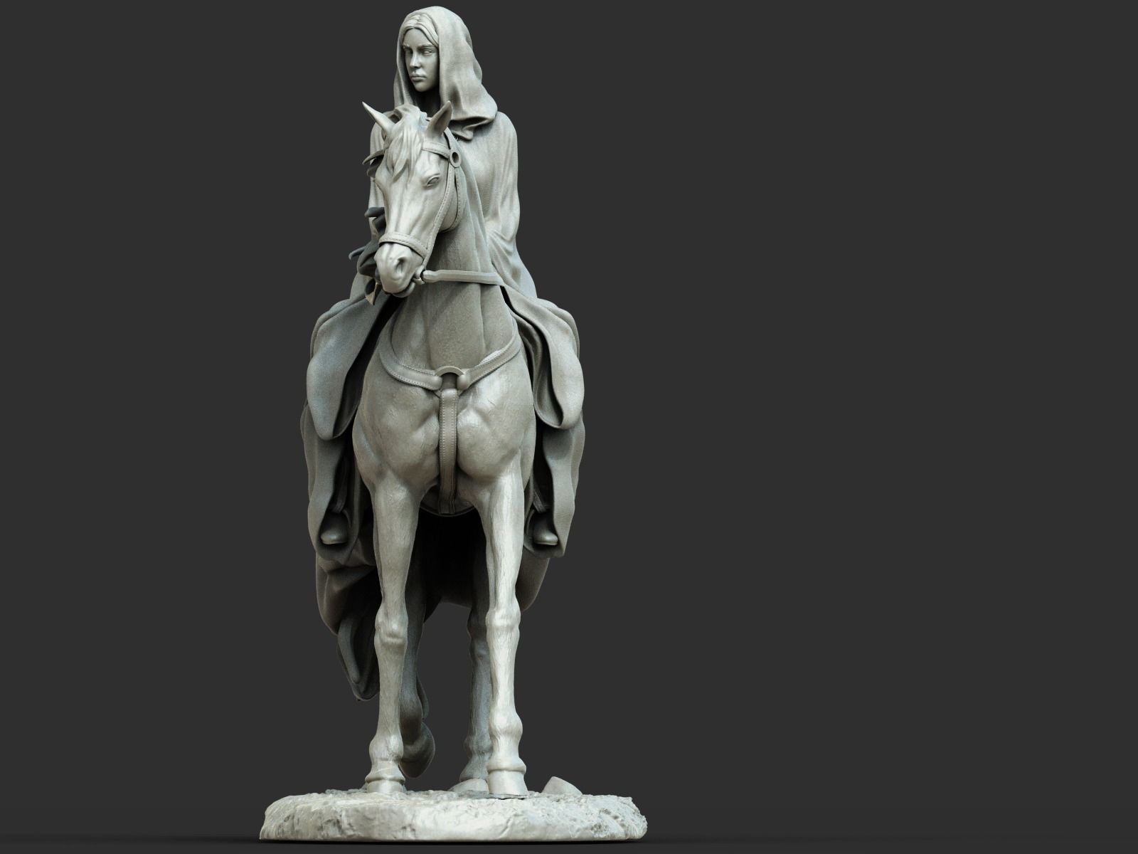 Arwen 3D Print statue on horse 3D print model_7