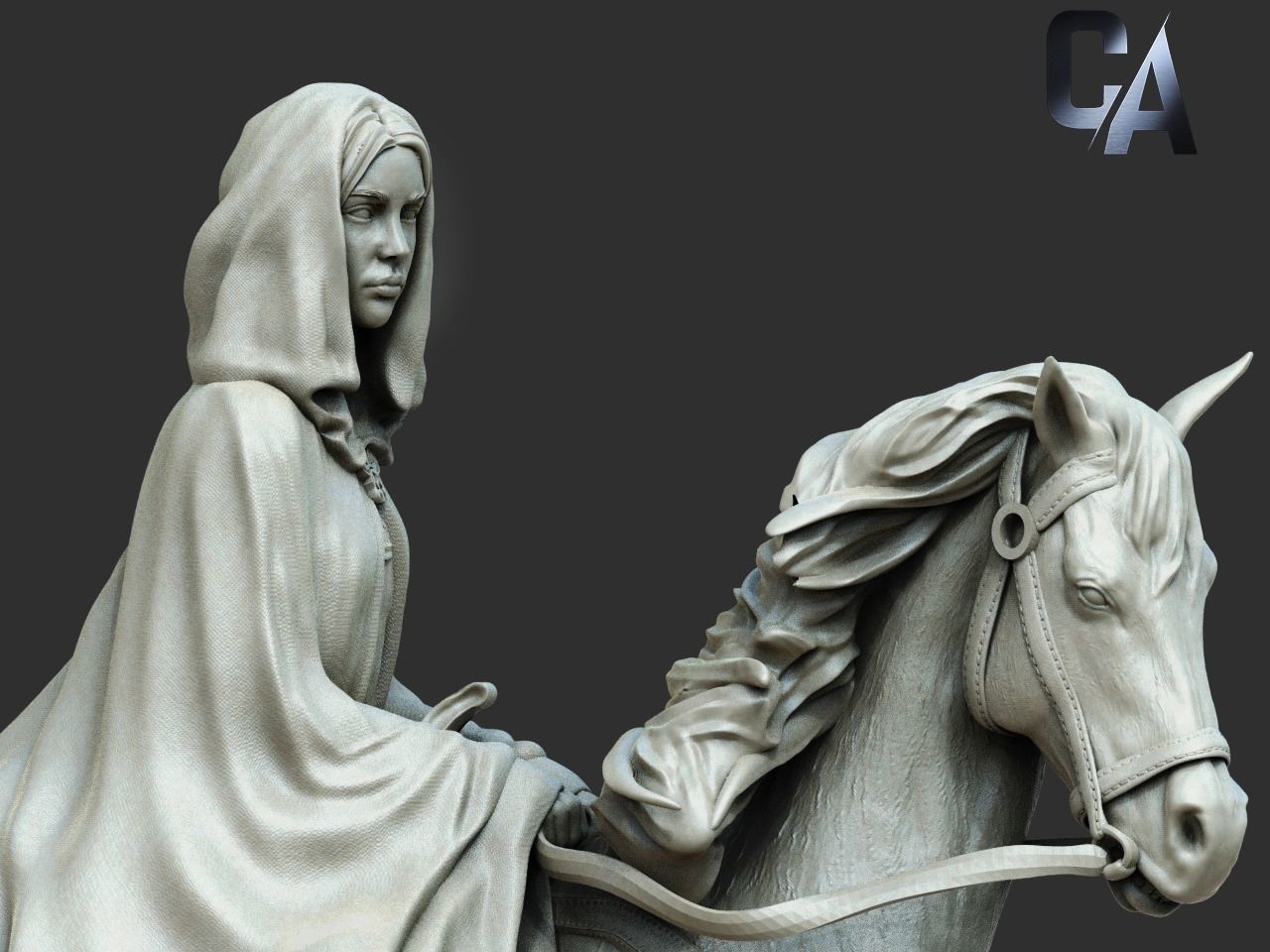 Arwen 3D Print statue on horse 3D print model_4