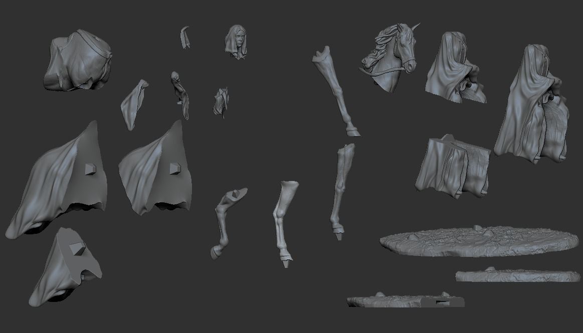Arwen 3D Print statue on horse 3D print model_12
