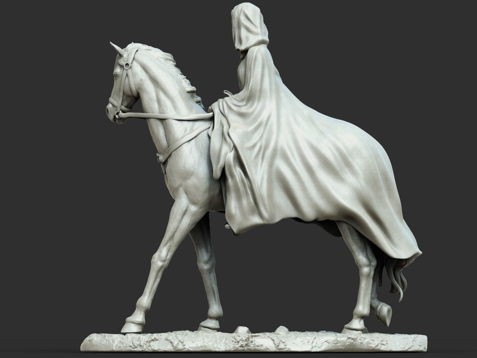 Arwen 3D Print statue on horse 3D print model_9