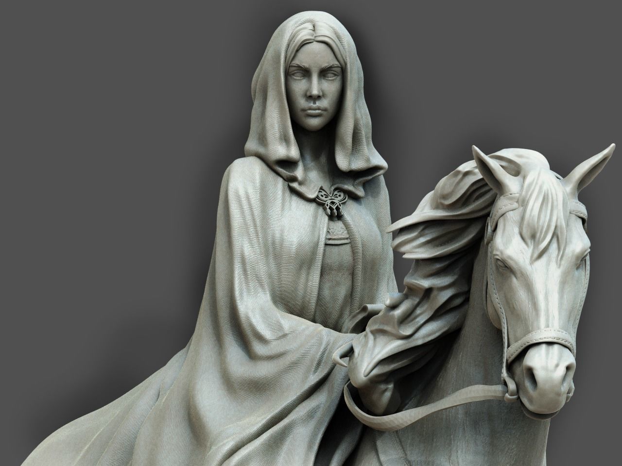 Arwen 3D Print statue on horse 3D print model_2