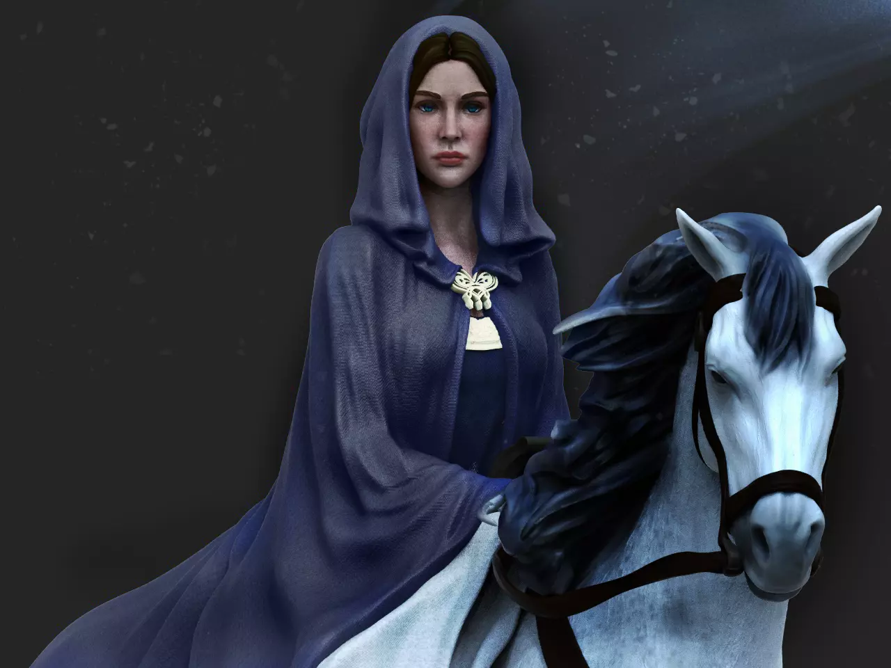 Arwen 3D Print statue on horse 3D print model_0