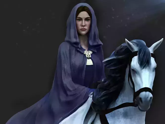 Arwen 3D Print statue on horse 3D print model