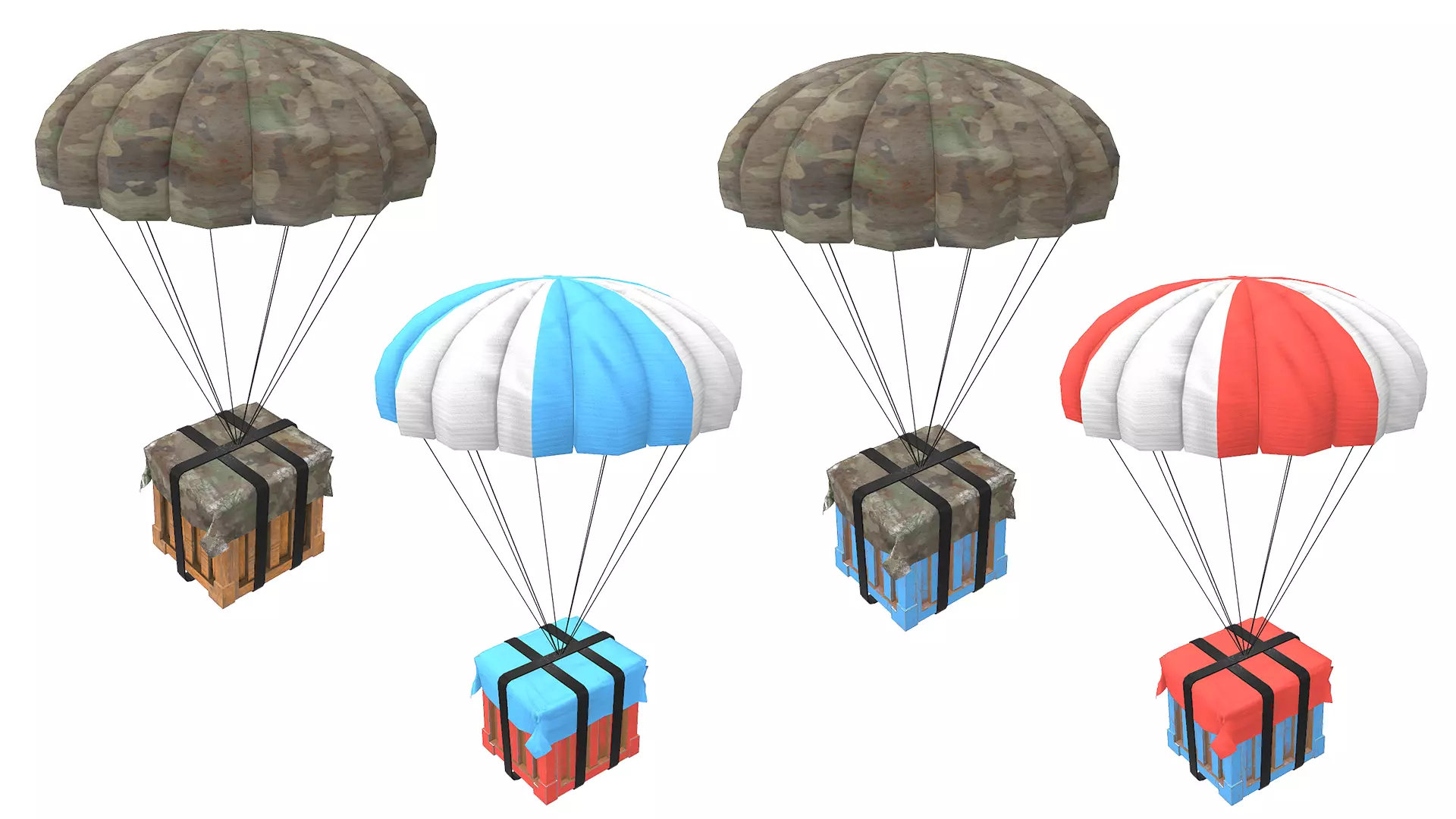 Air Drop Boxes Low-poly 3D model_0