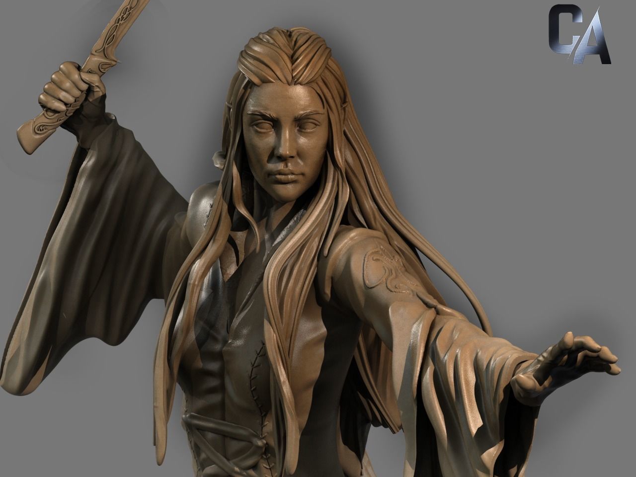 Arwen 3D Print lord of rings statue 3D print model_3