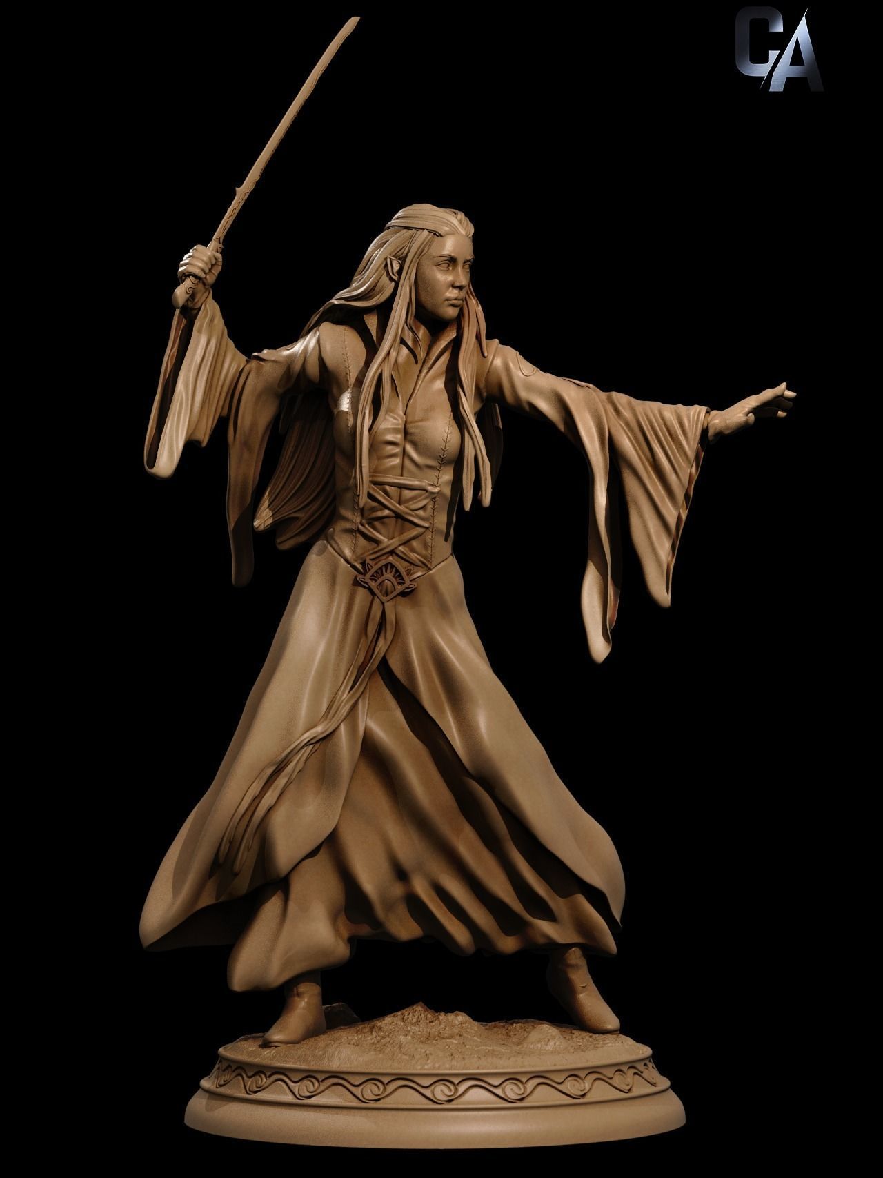 Arwen 3D Print lord of rings statue 3D print model_6
