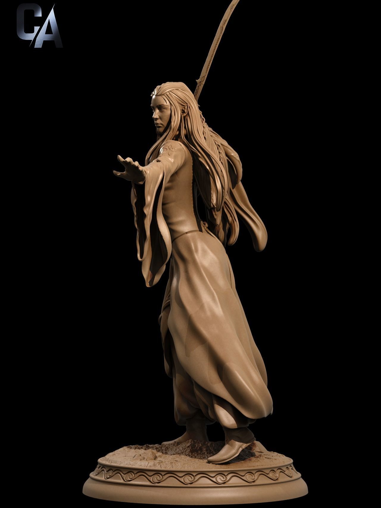 Arwen 3D Print lord of rings statue 3D print model_7