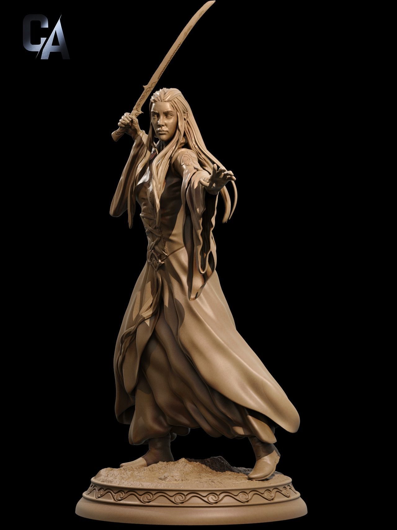 Arwen 3D Print lord of rings statue 3D print model_5