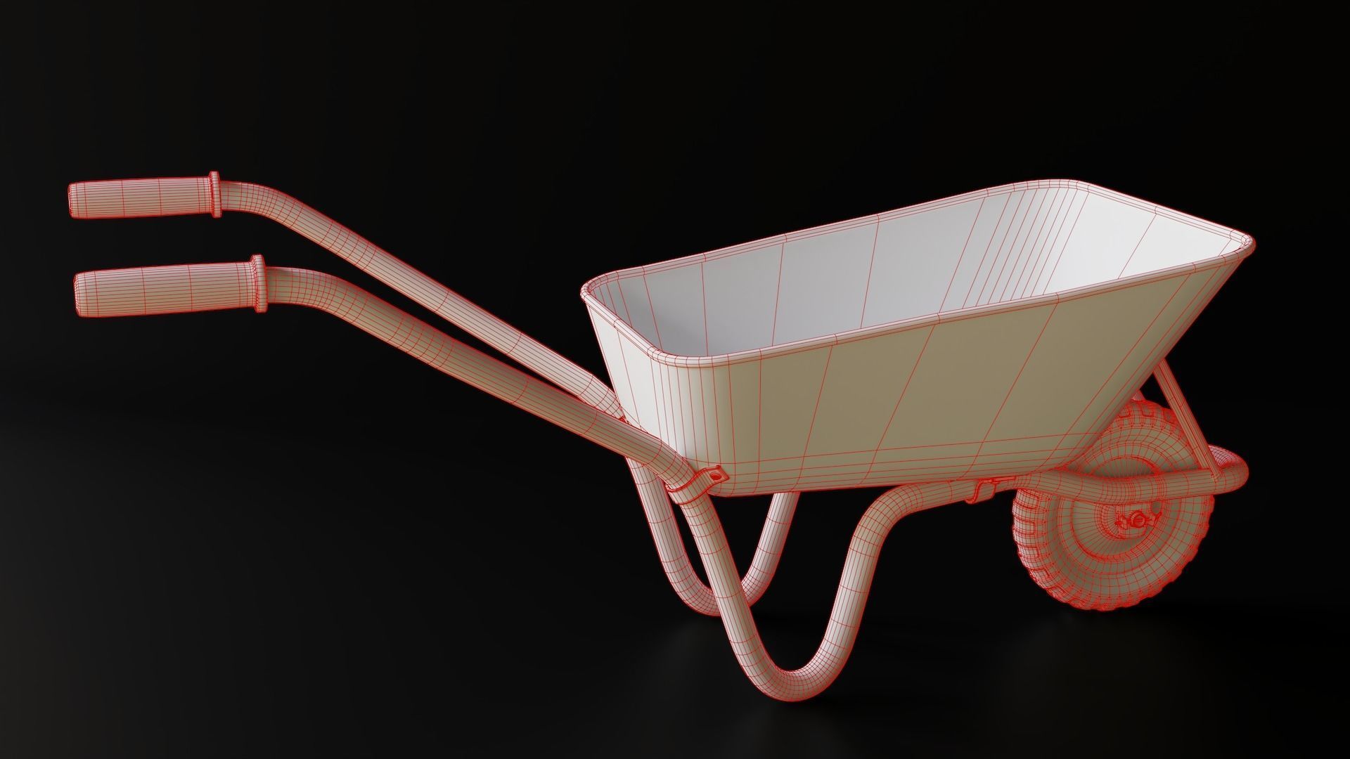 Old Wheelbarrow Low-poly 3D model_7