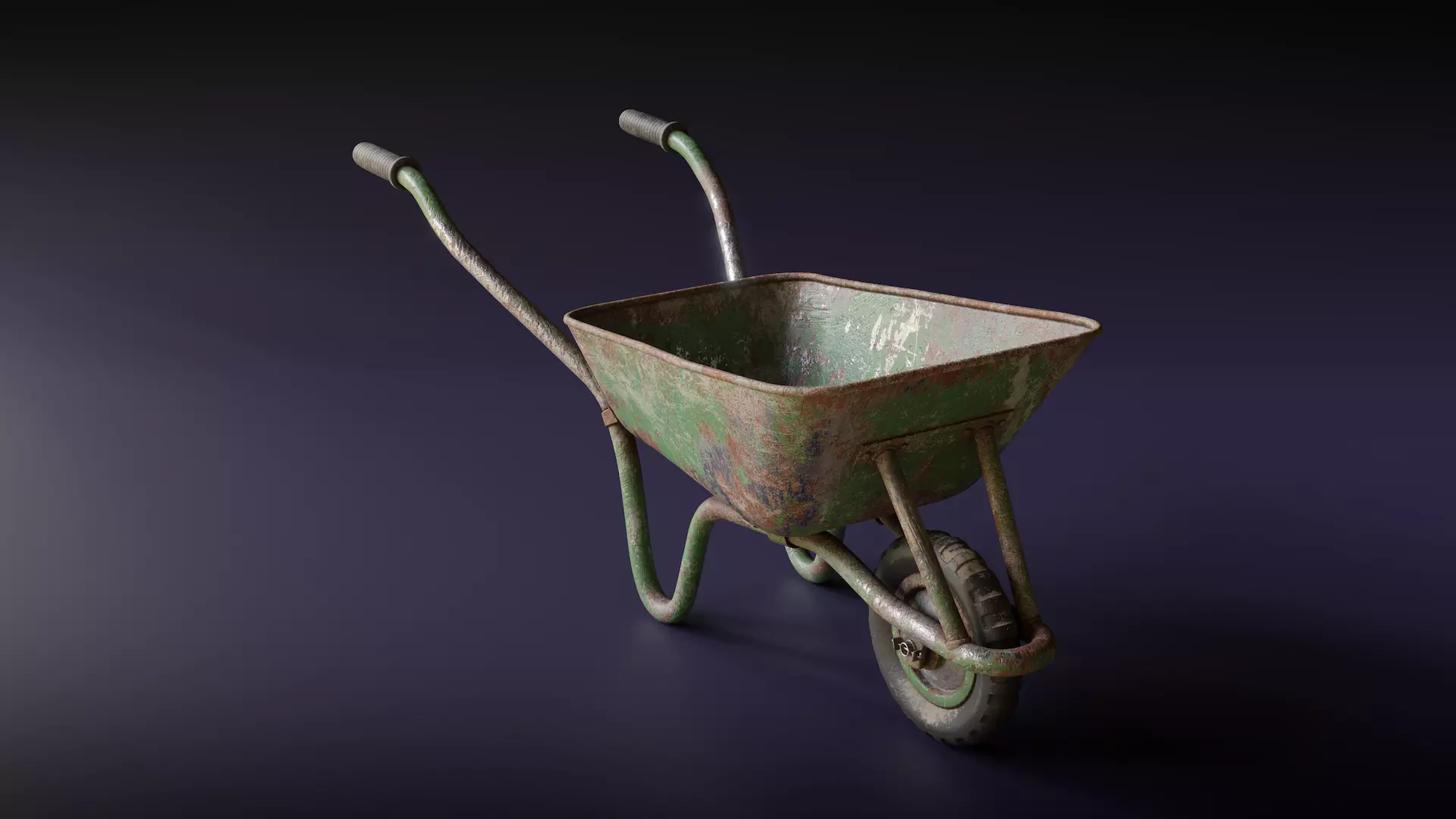 Old Wheelbarrow Low-poly 3D model_0