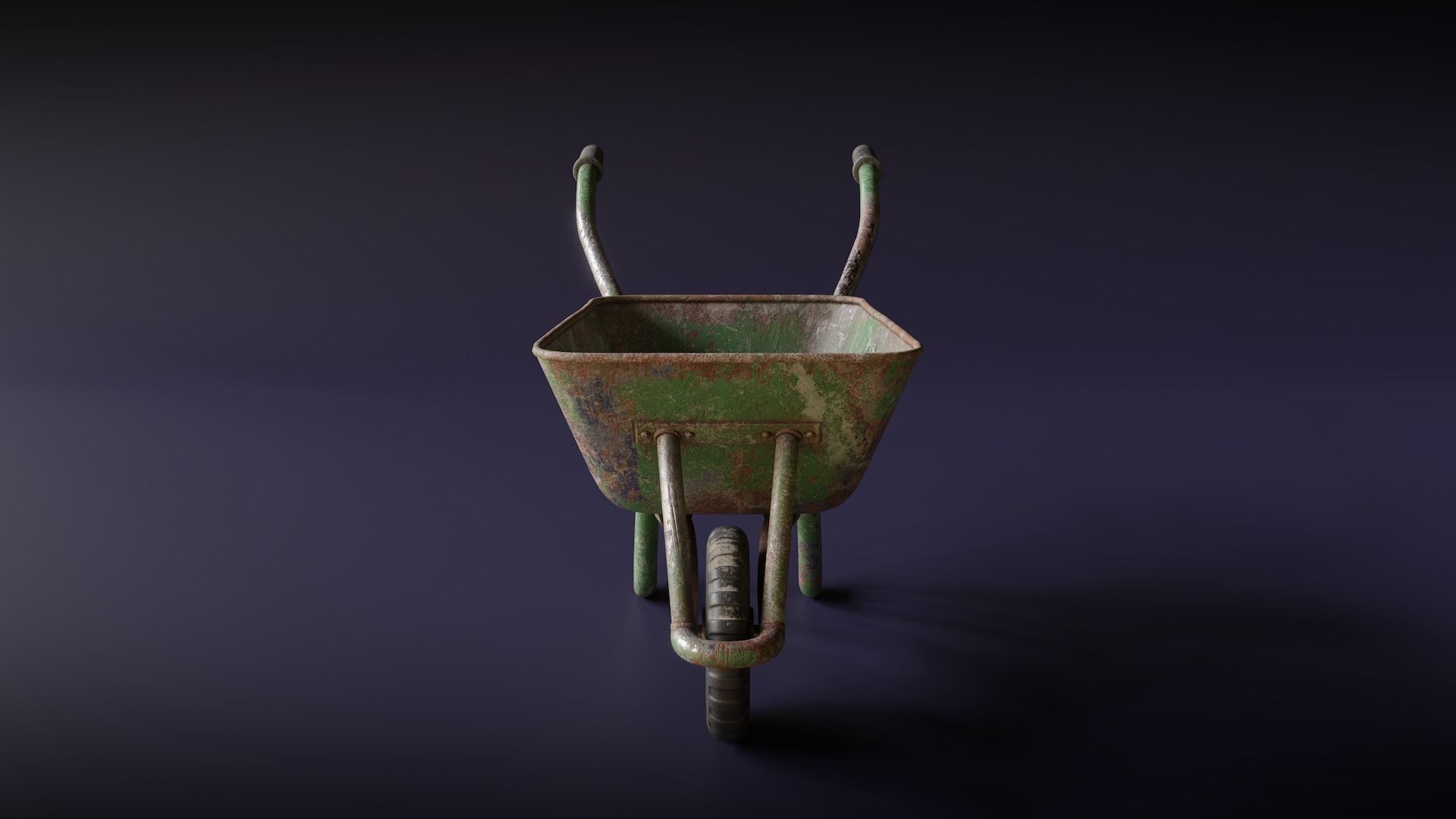 Old Wheelbarrow Low-poly 3D model_4