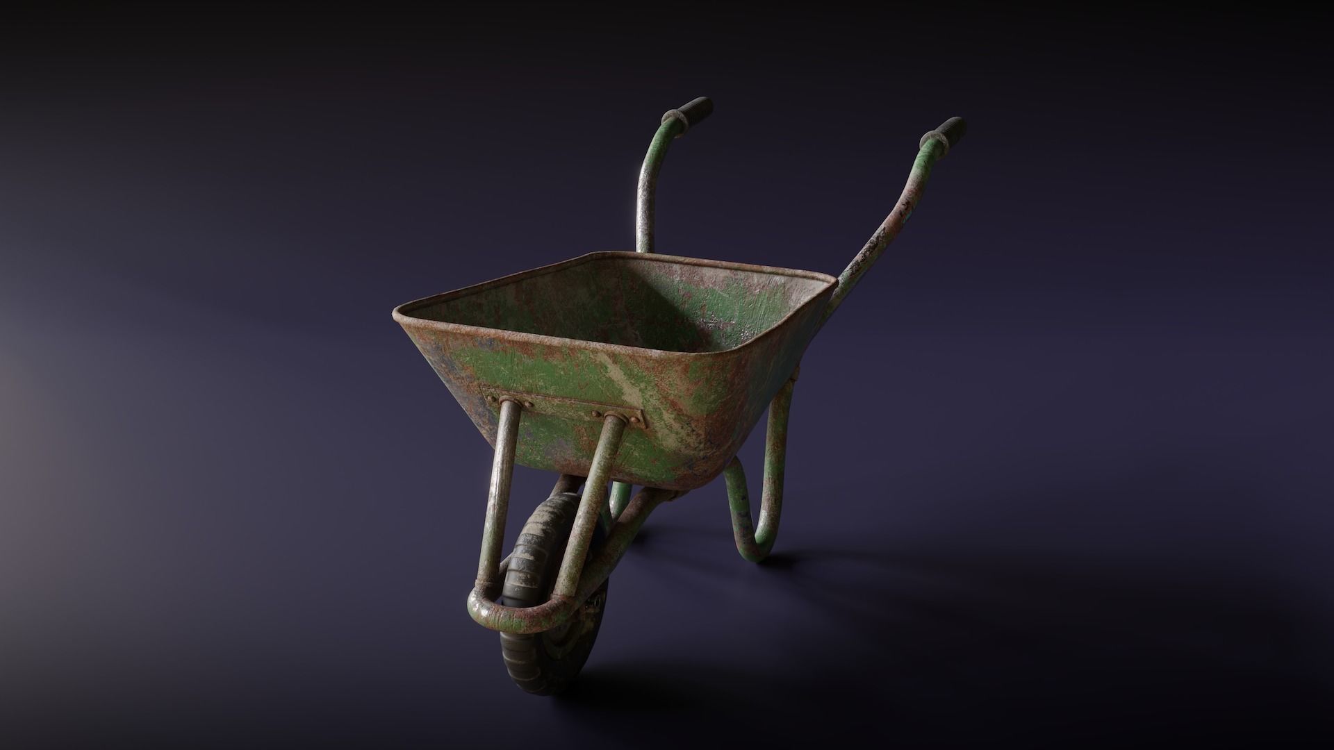 Old Wheelbarrow Low-poly 3D model_2
