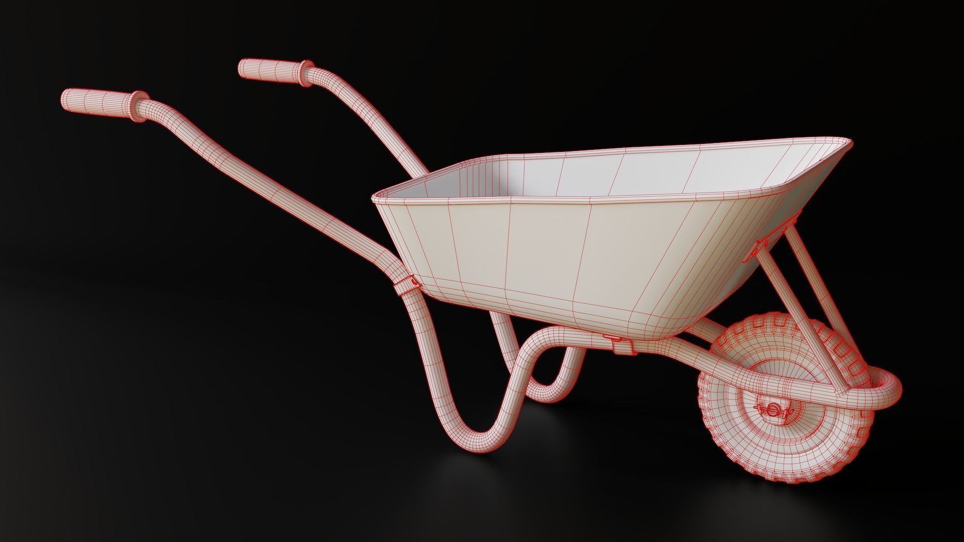 Old Wheelbarrow Low-poly 3D model_8