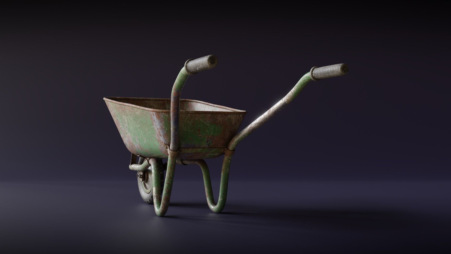 Old Wheelbarrow Low-poly 3D model_3