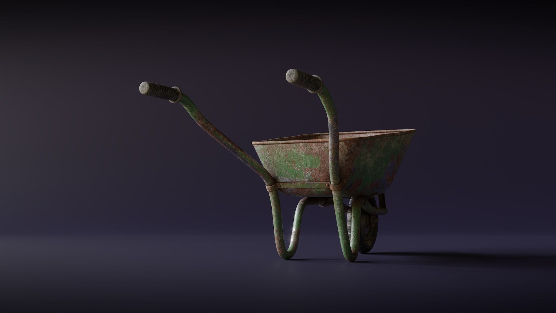 Old Wheelbarrow Low-poly 3D model_6