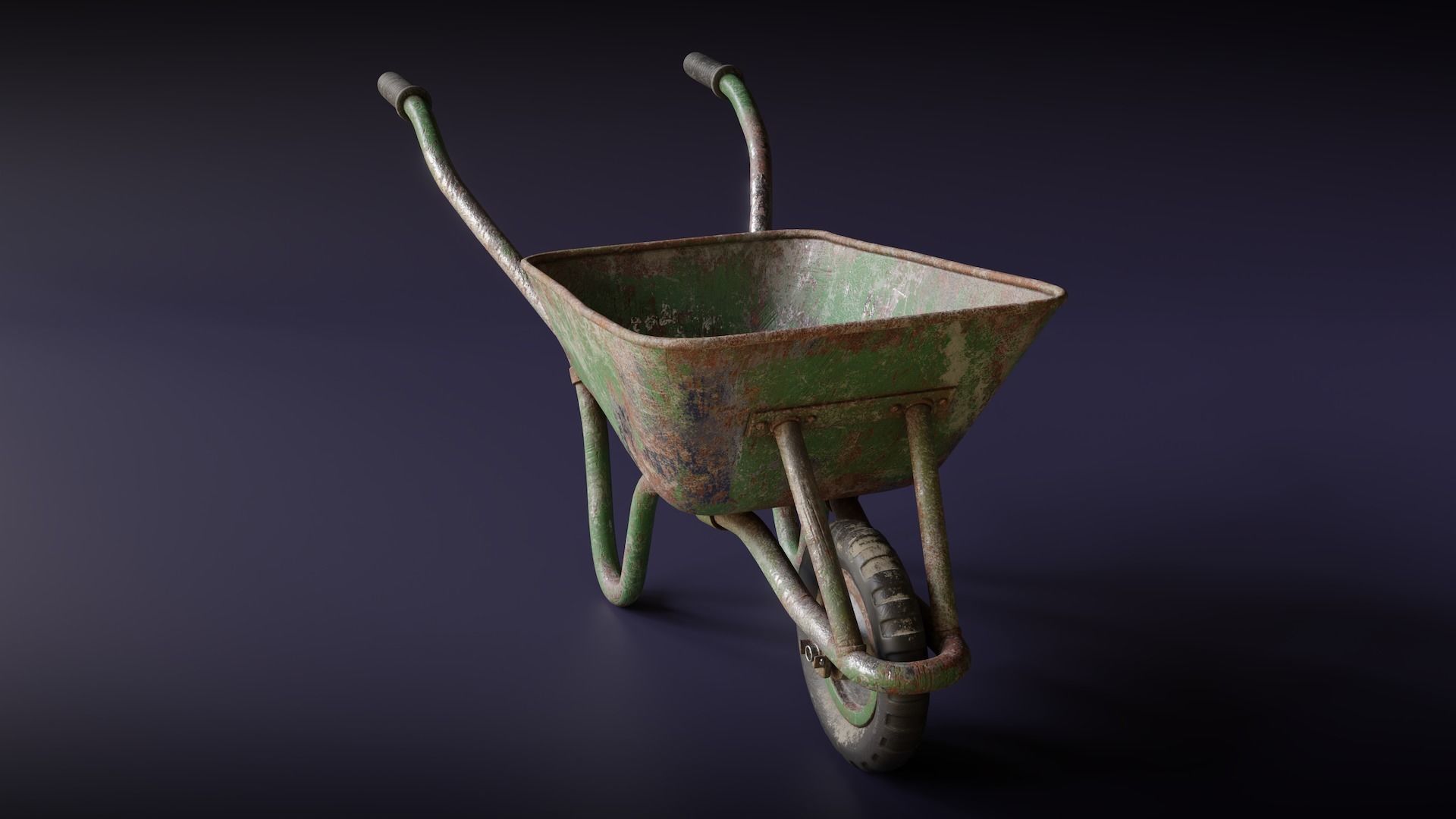 Old Wheelbarrow Low-poly 3D model_5