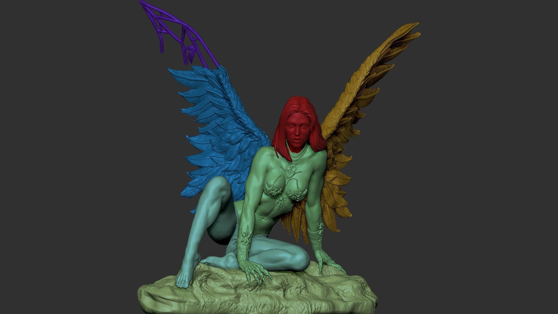 Fawal 3D Print statue of angel with wings 3D print model_14