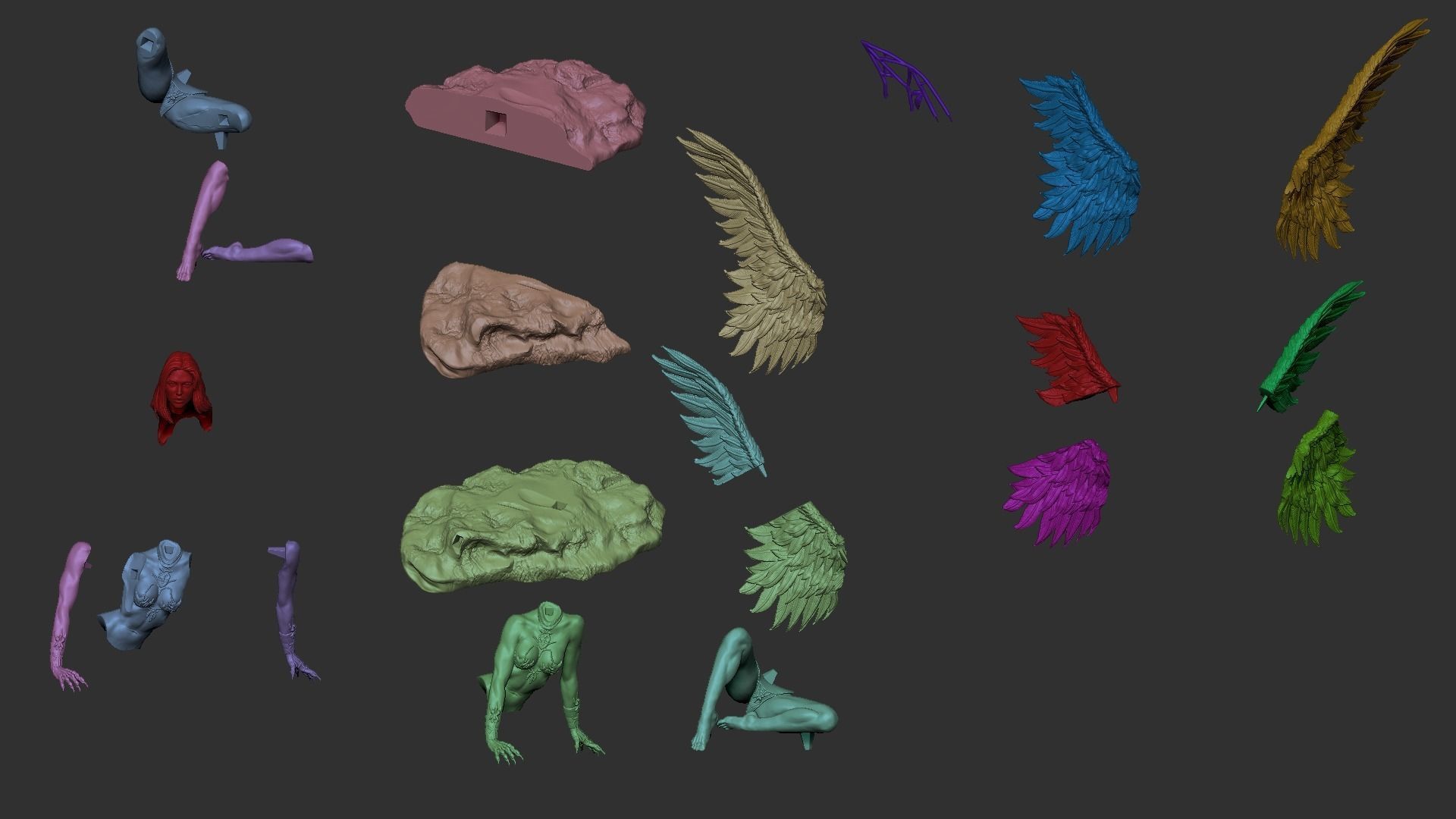 Fawal 3D Print statue of angel with wings 3D print model_15