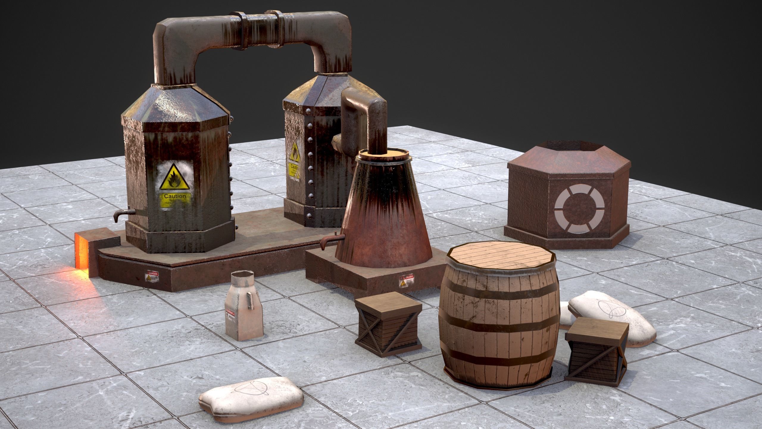 3D model Factory Model with PBR texture VR / AR / low-poly | CGTrader