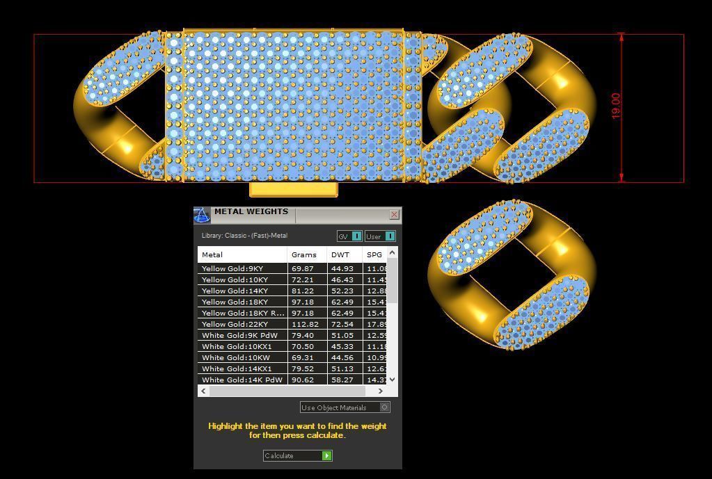 Diamond Cuban link 19mm 3D model_4