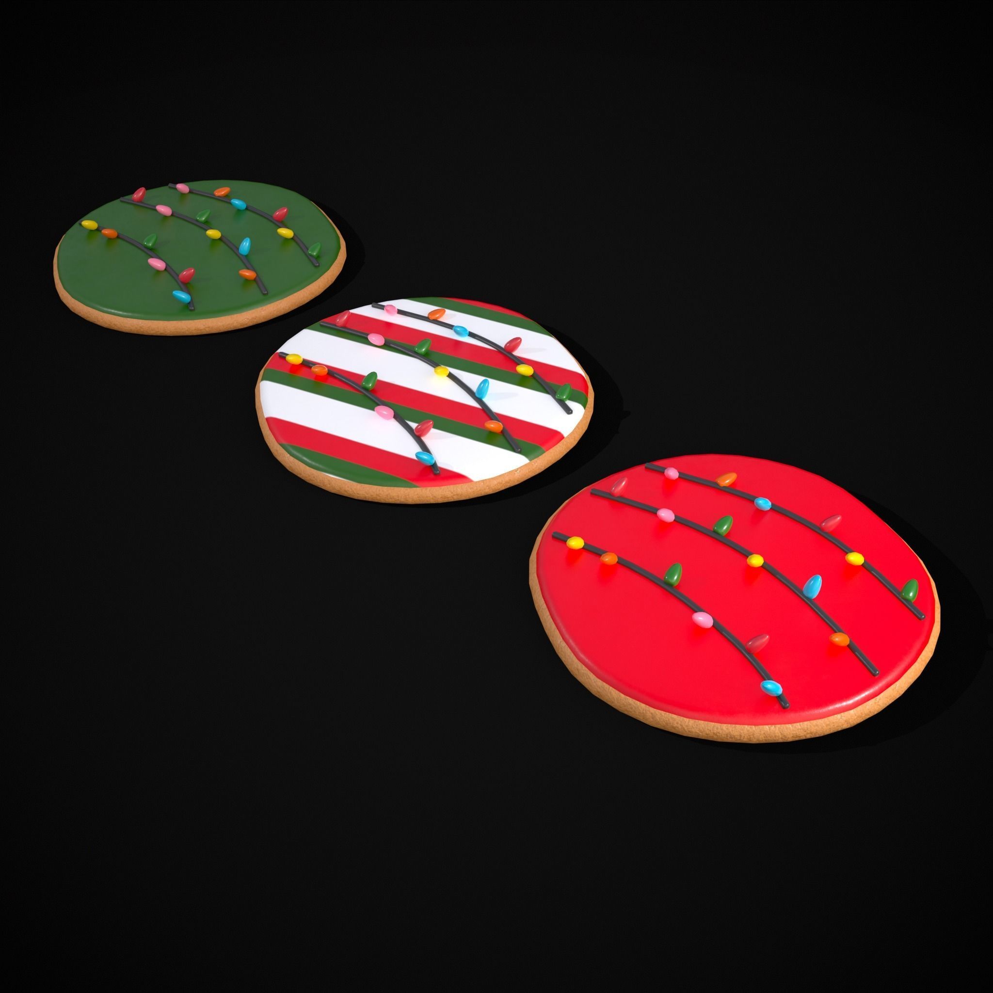 Christmas Lights Cookie Low-poly 3D model_7