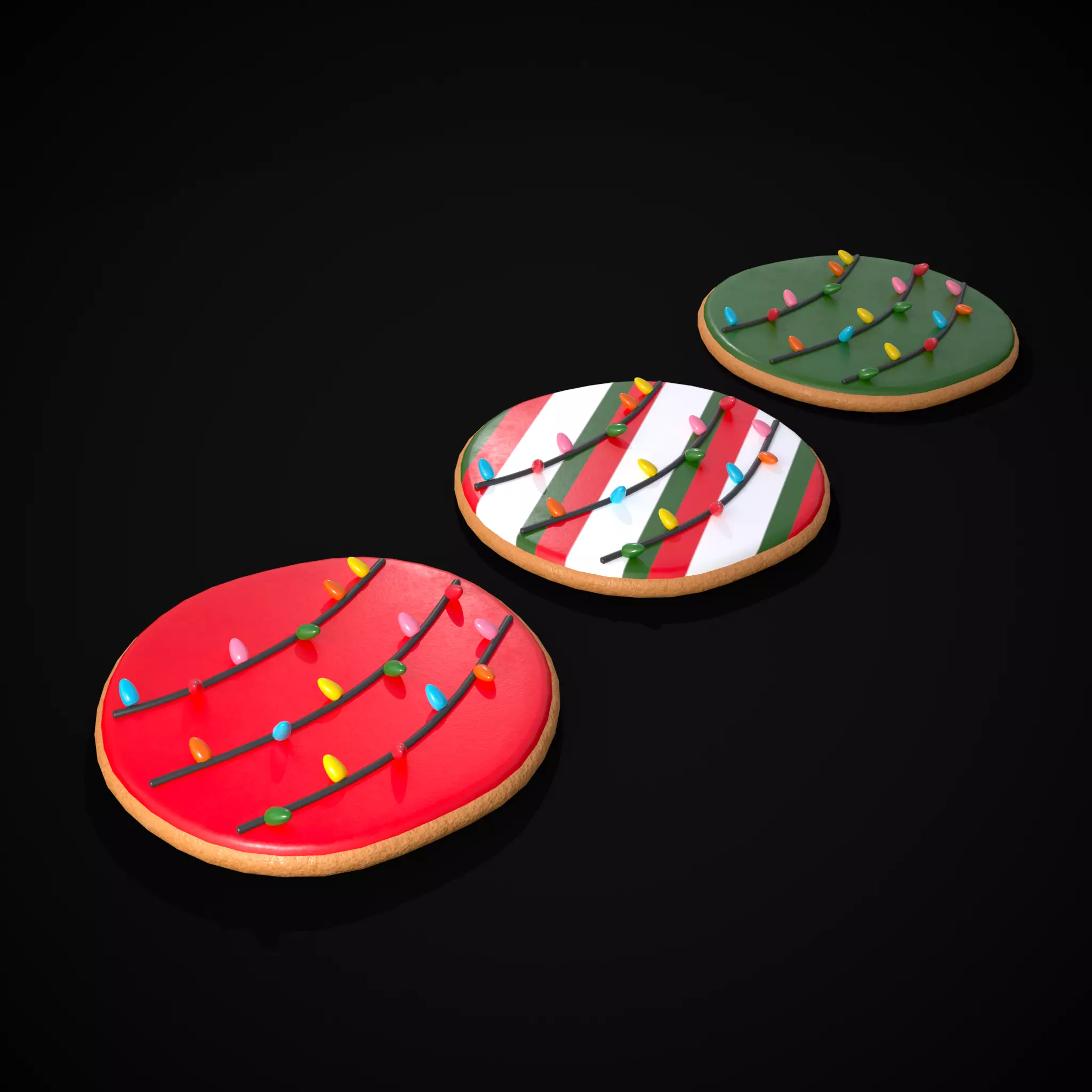 Christmas Lights Cookie Low-poly 3D model_0