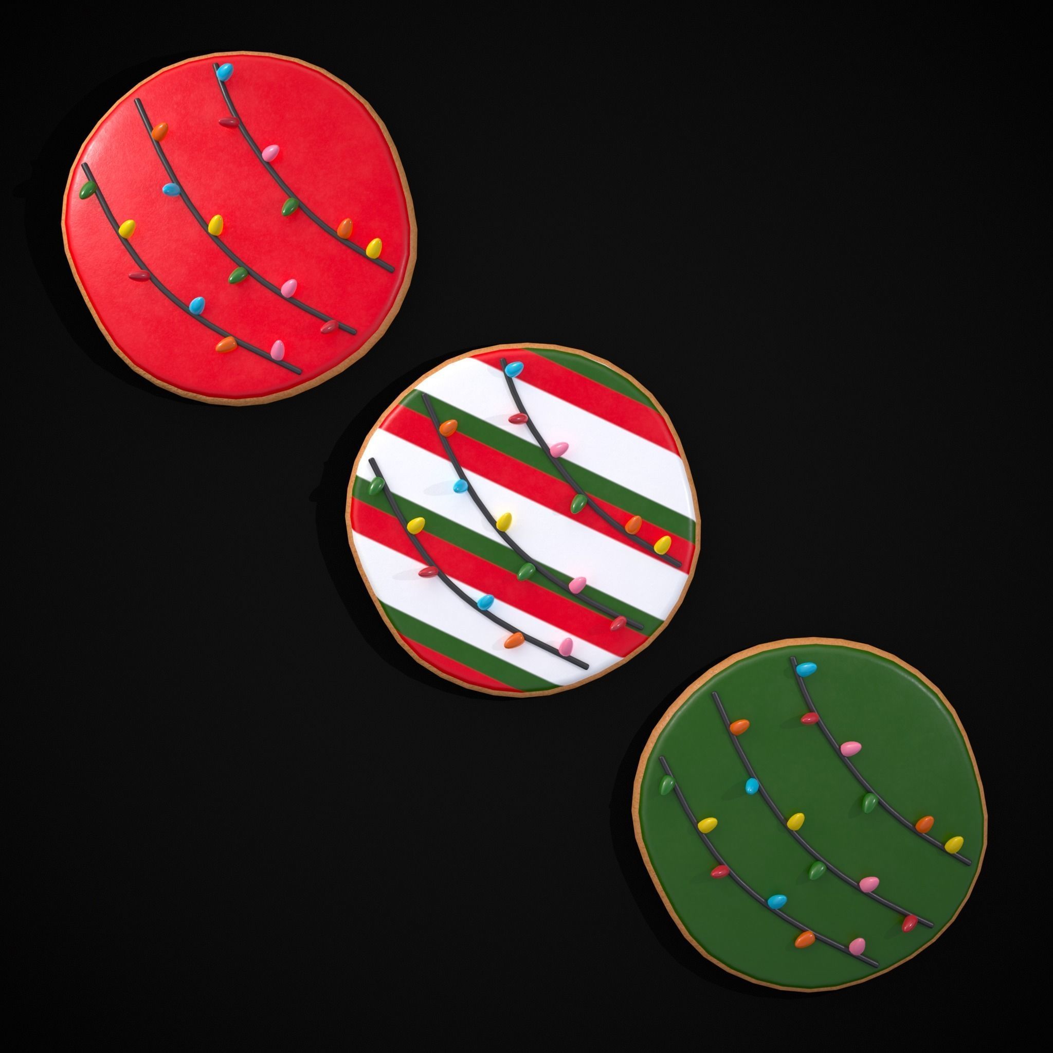 Christmas Lights Cookie Low-poly 3D model_5