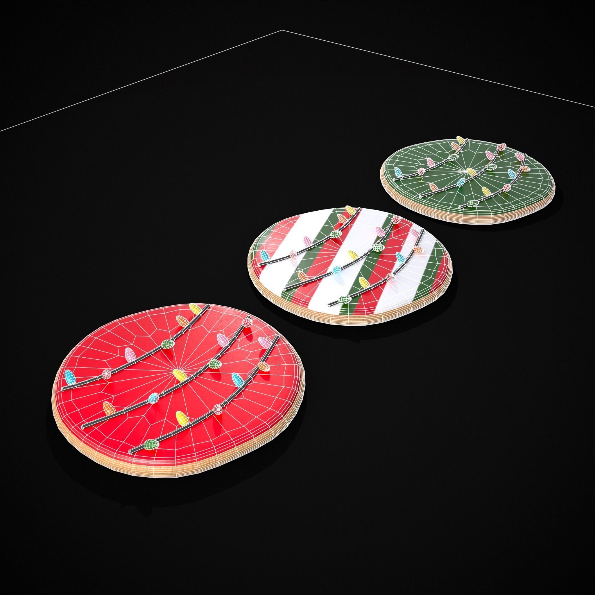 Christmas Lights Cookie Low-poly 3D model_2