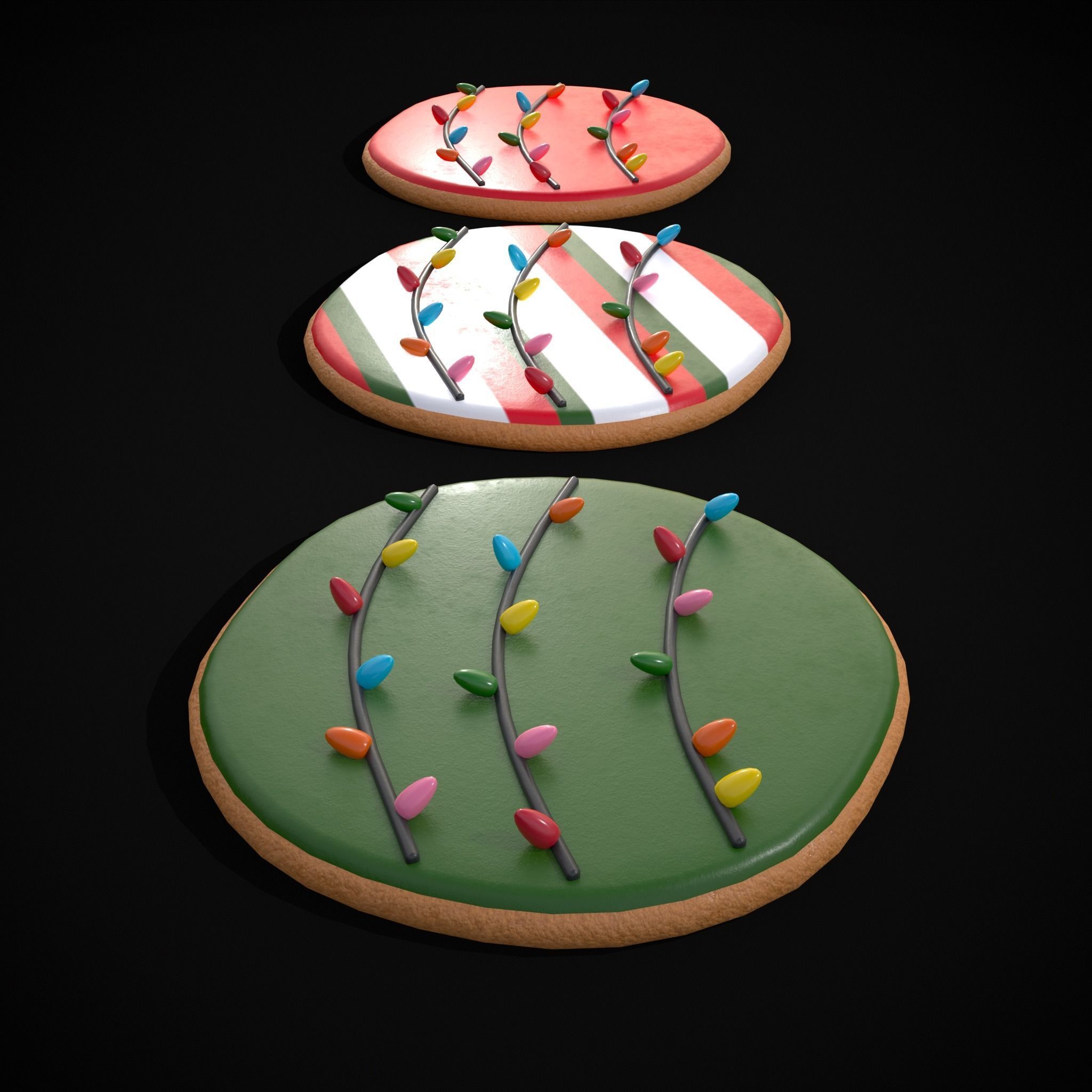 Christmas Lights Cookie Low-poly 3D model_3
