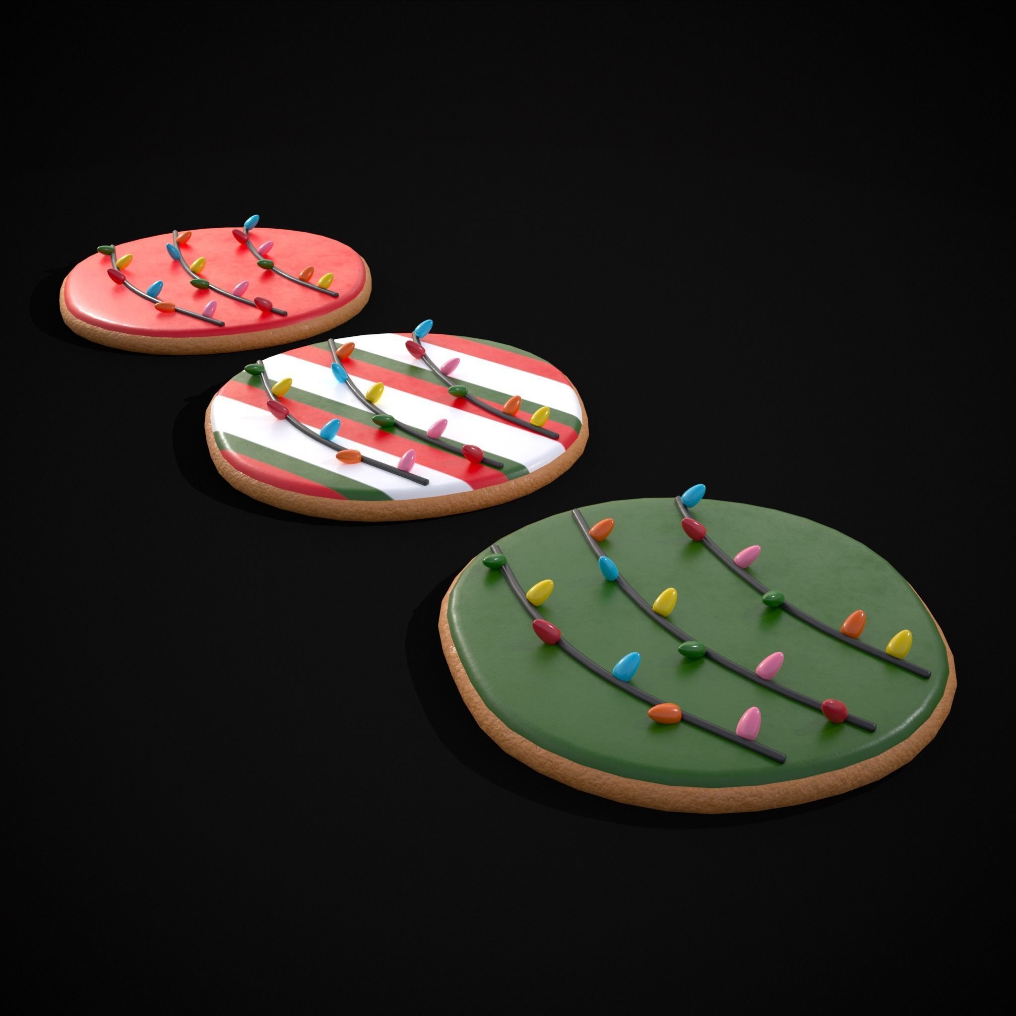 Christmas Lights Cookie Low-poly 3D model_25