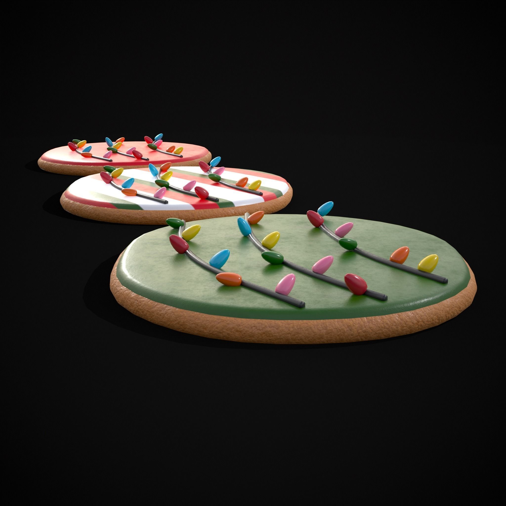 Christmas Lights Cookie Low-poly 3D model_9