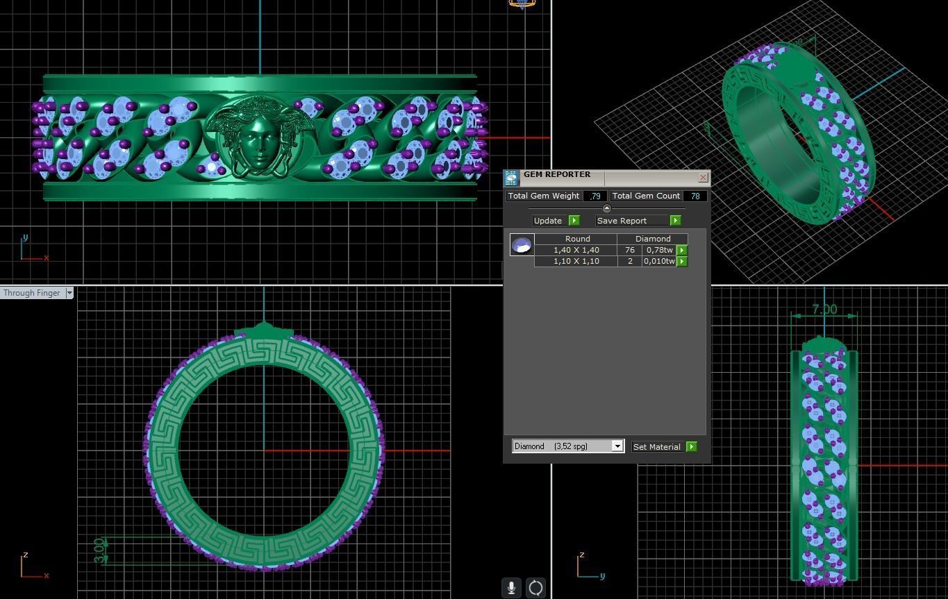 Medusa Cuban Chain Ring 3D print model_9