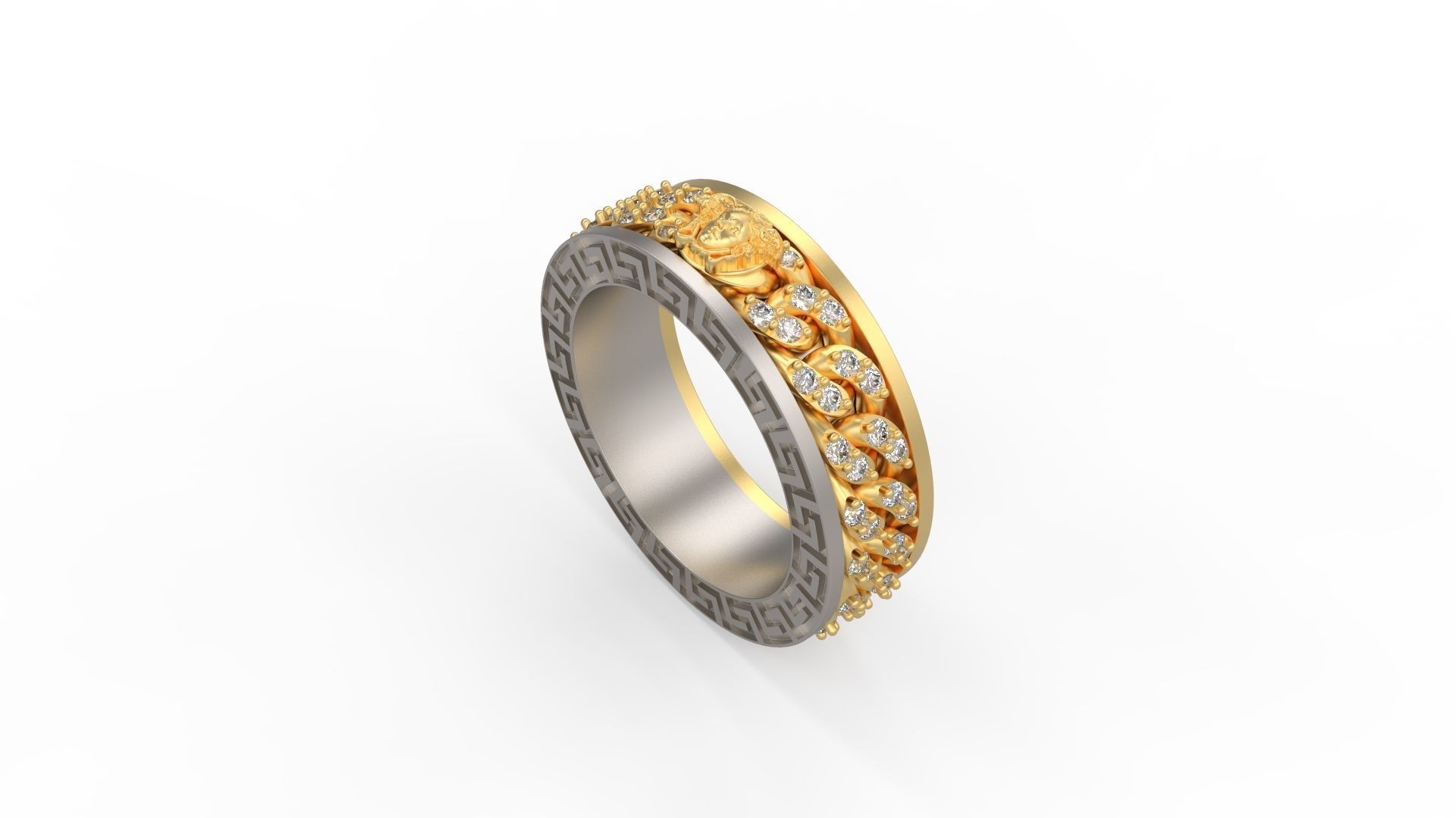 Medusa Cuban Chain Ring 3D print model_4