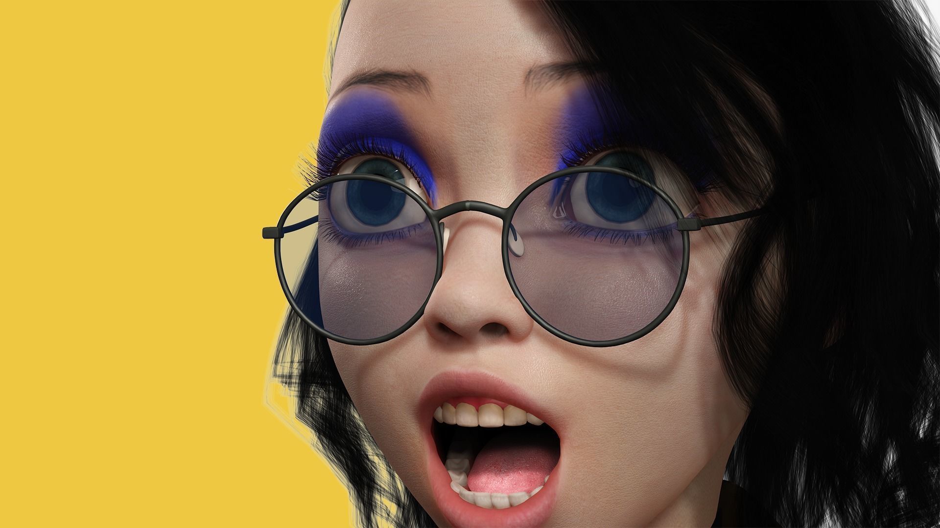 Prestige Realistic stylized cartoon Female 3D Naked Woman Rigged Low-poly 3D model_21