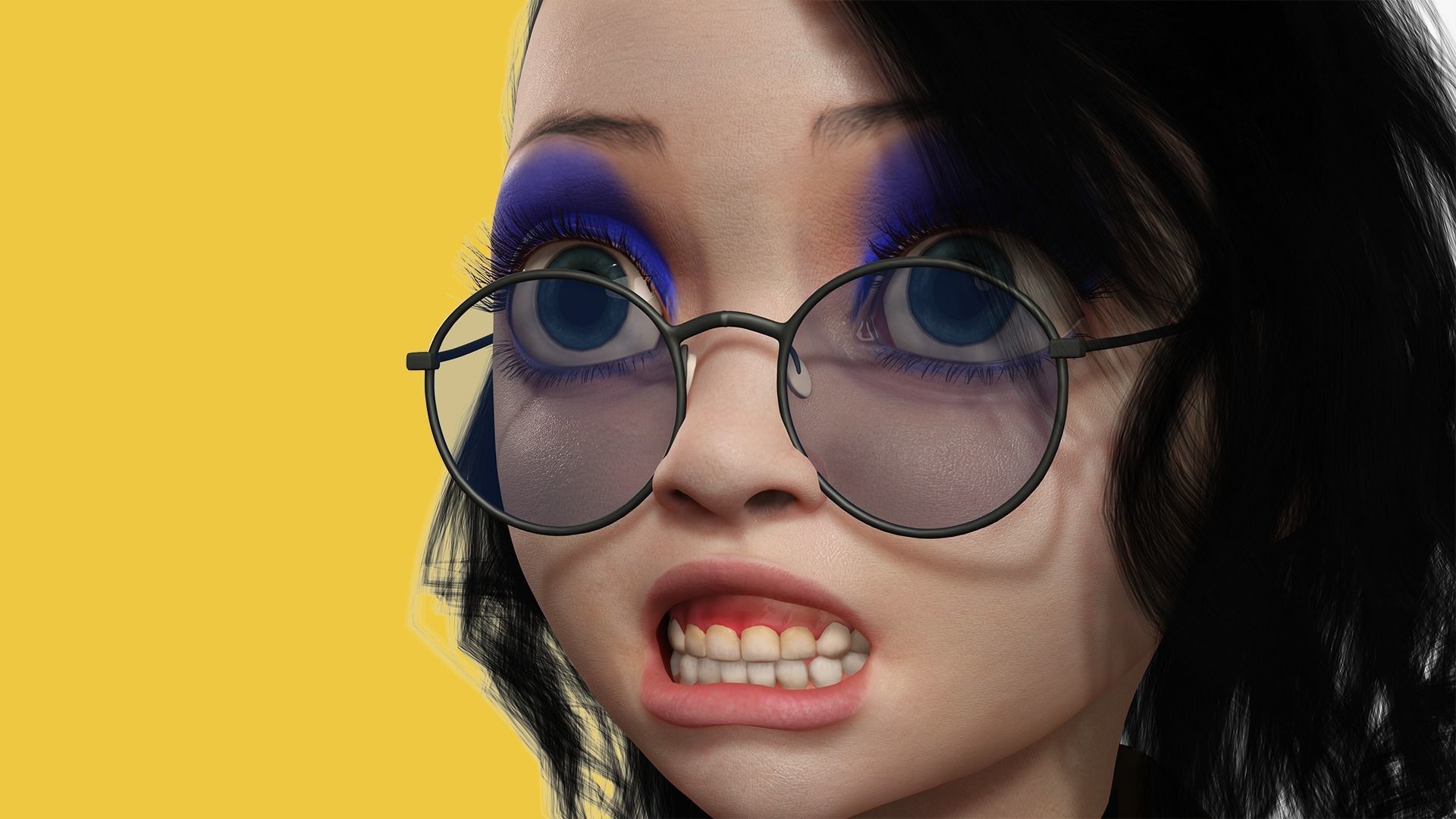 Prestige Realistic stylized cartoon Female 3D Naked Woman Rigged Low-poly 3D model_22