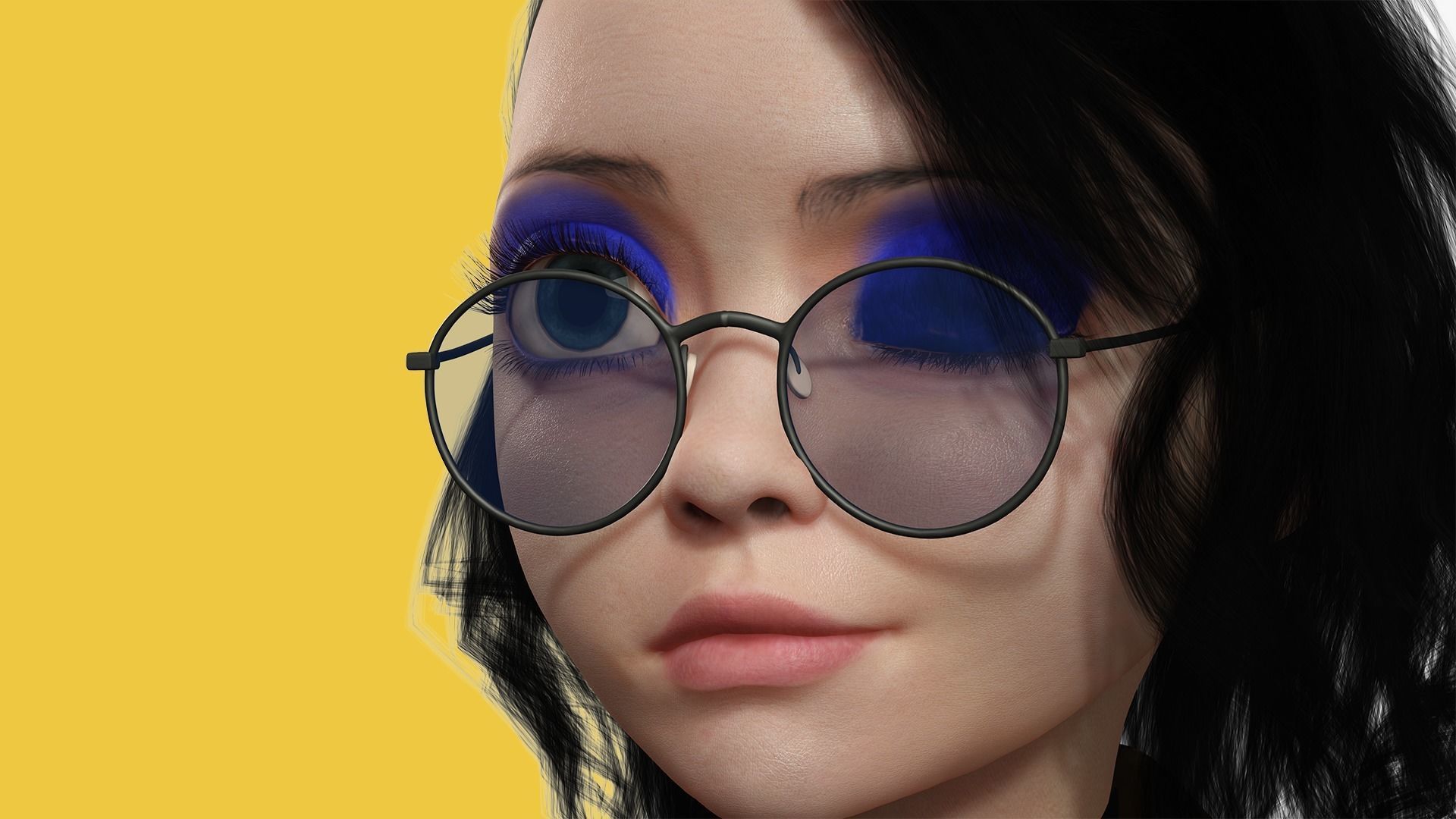 Prestige Realistic stylized cartoon Female 3D Naked Woman Rigged Low-poly 3D model_23