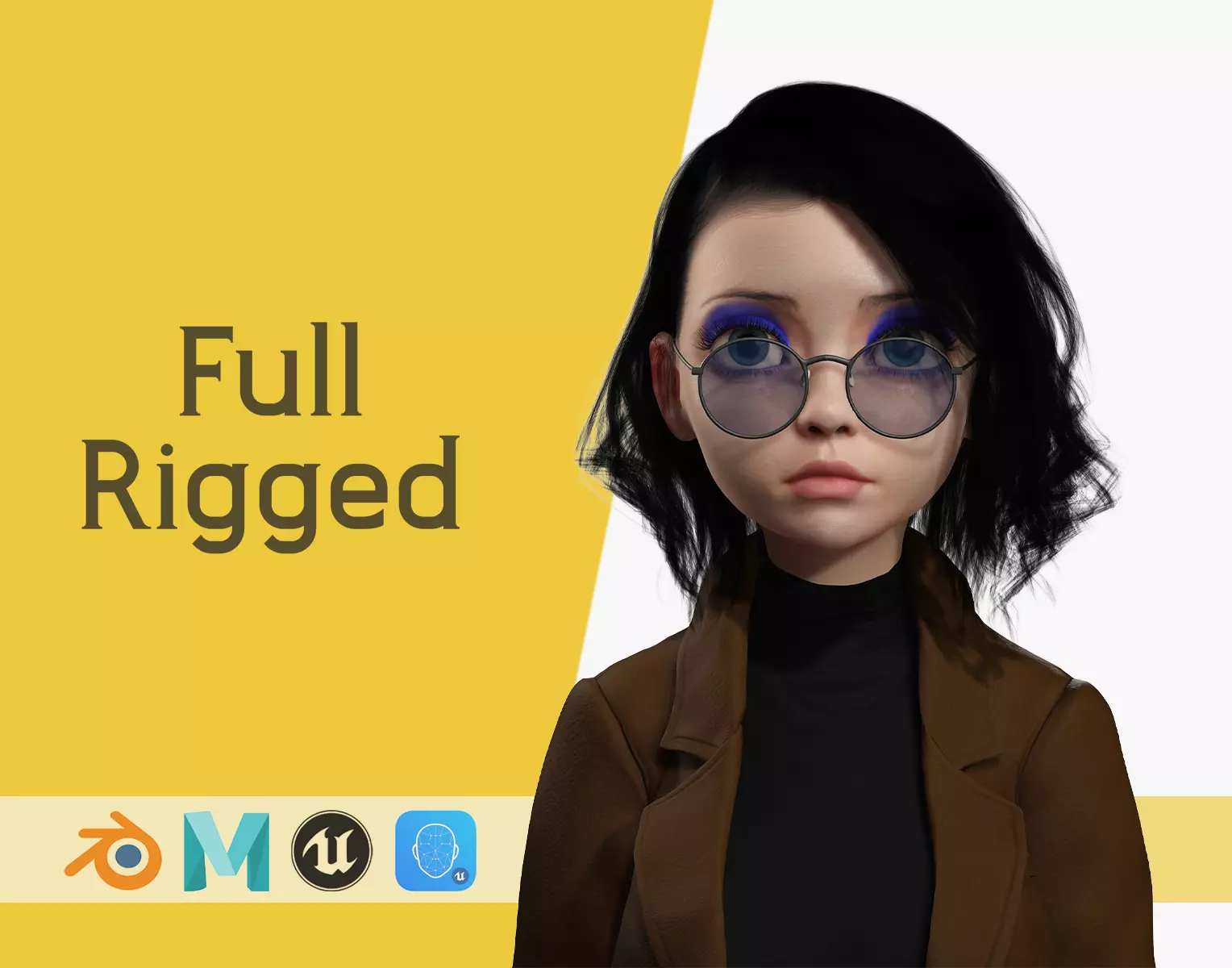 Prestige Realistic stylized cartoon Female 3D Naked Woman Rigged Low-poly 3D model_0