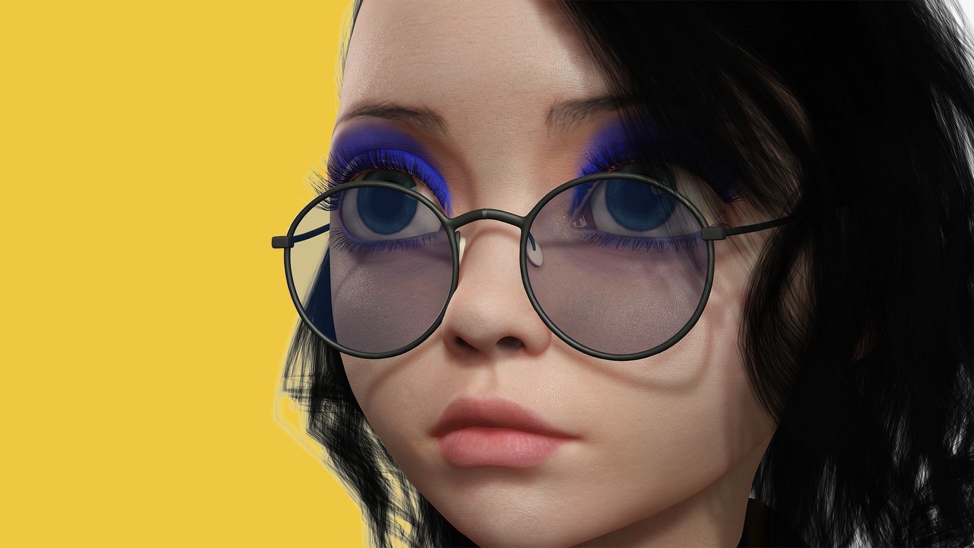 Prestige Realistic stylized cartoon Female 3D Naked Woman Rigged Low-poly 3D model_4