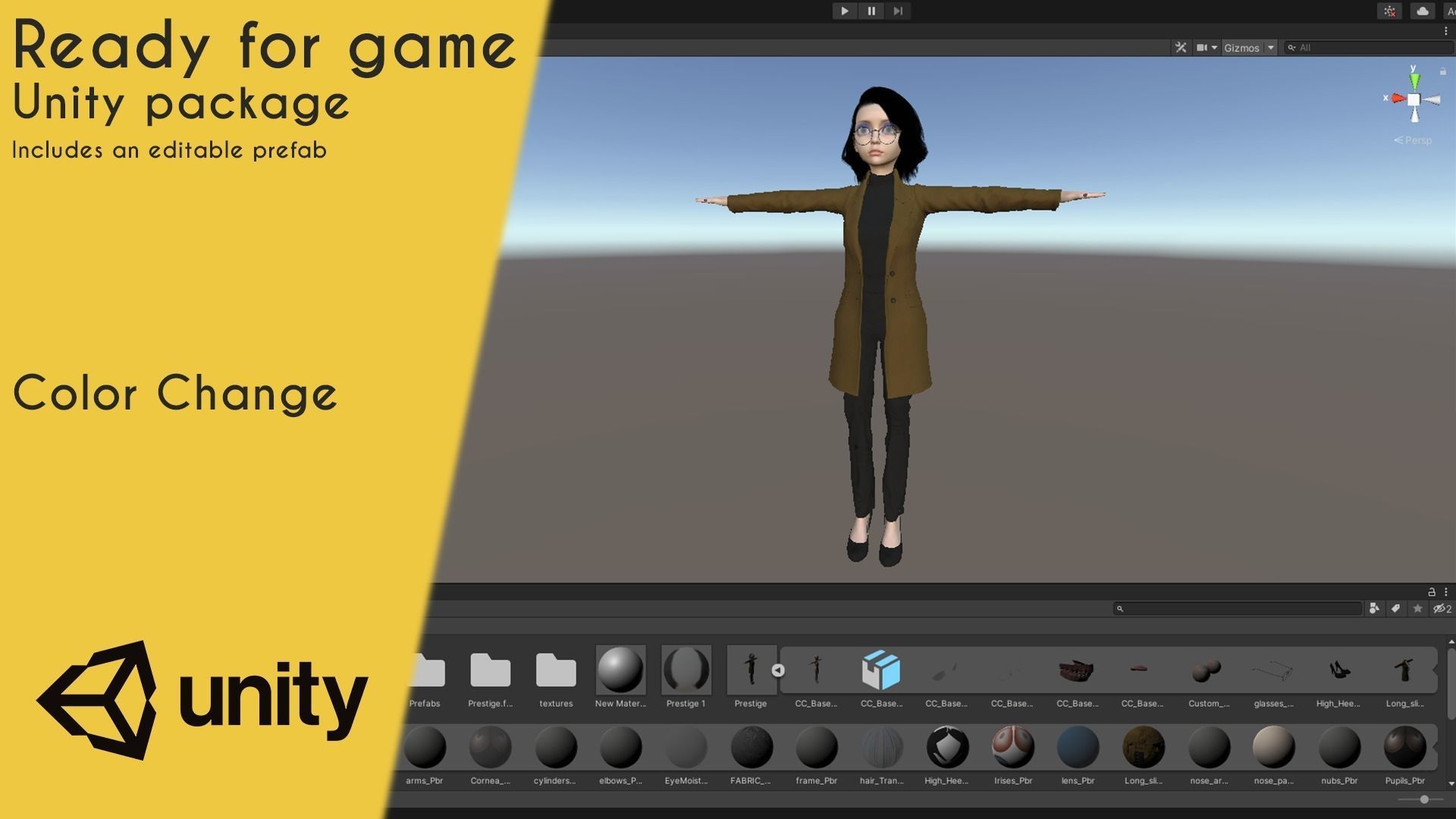 Prestige Realistic stylized cartoon Female 3D Naked Woman Rigged Low-poly 3D model_41