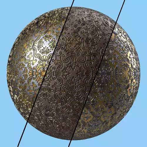 Metal Materials 13- Ornament Metal panels Pbr 4k Seamless
