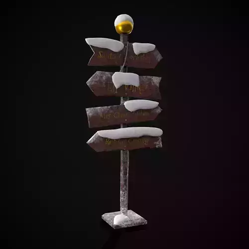 Santas Village Directional Post Low-poly 3D model