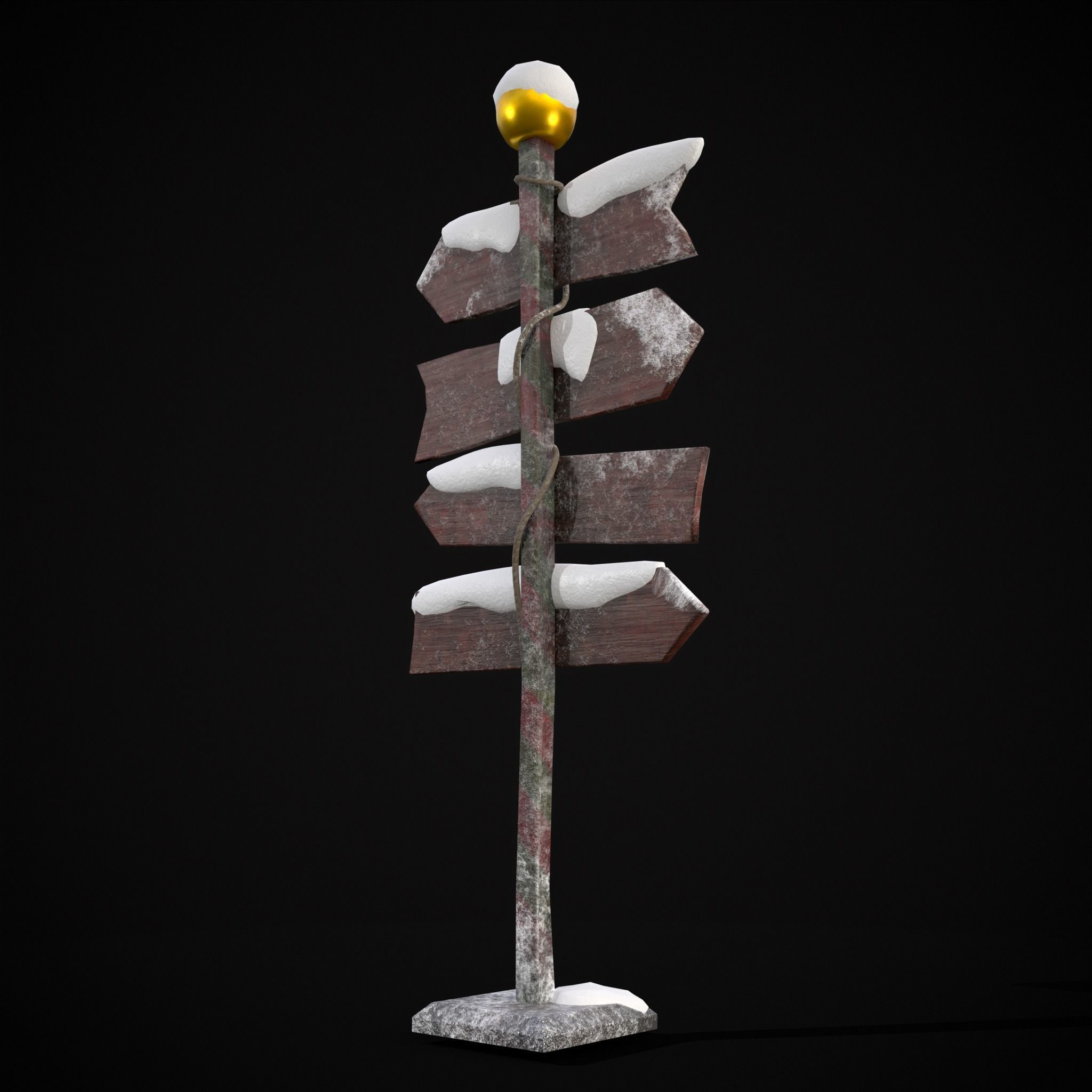 Santas Village Directional Post Low-poly 3D model_17