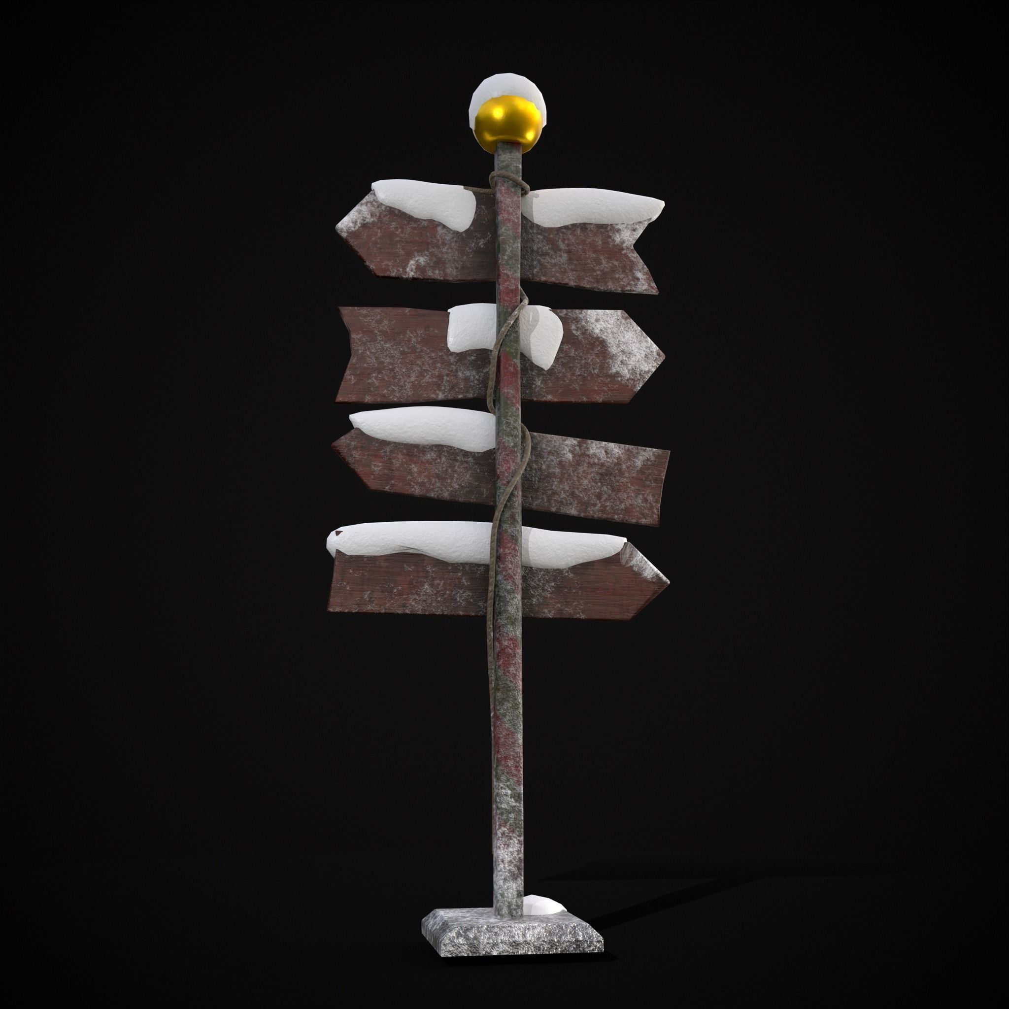 Santas Village Directional Post Low-poly 3D model_7