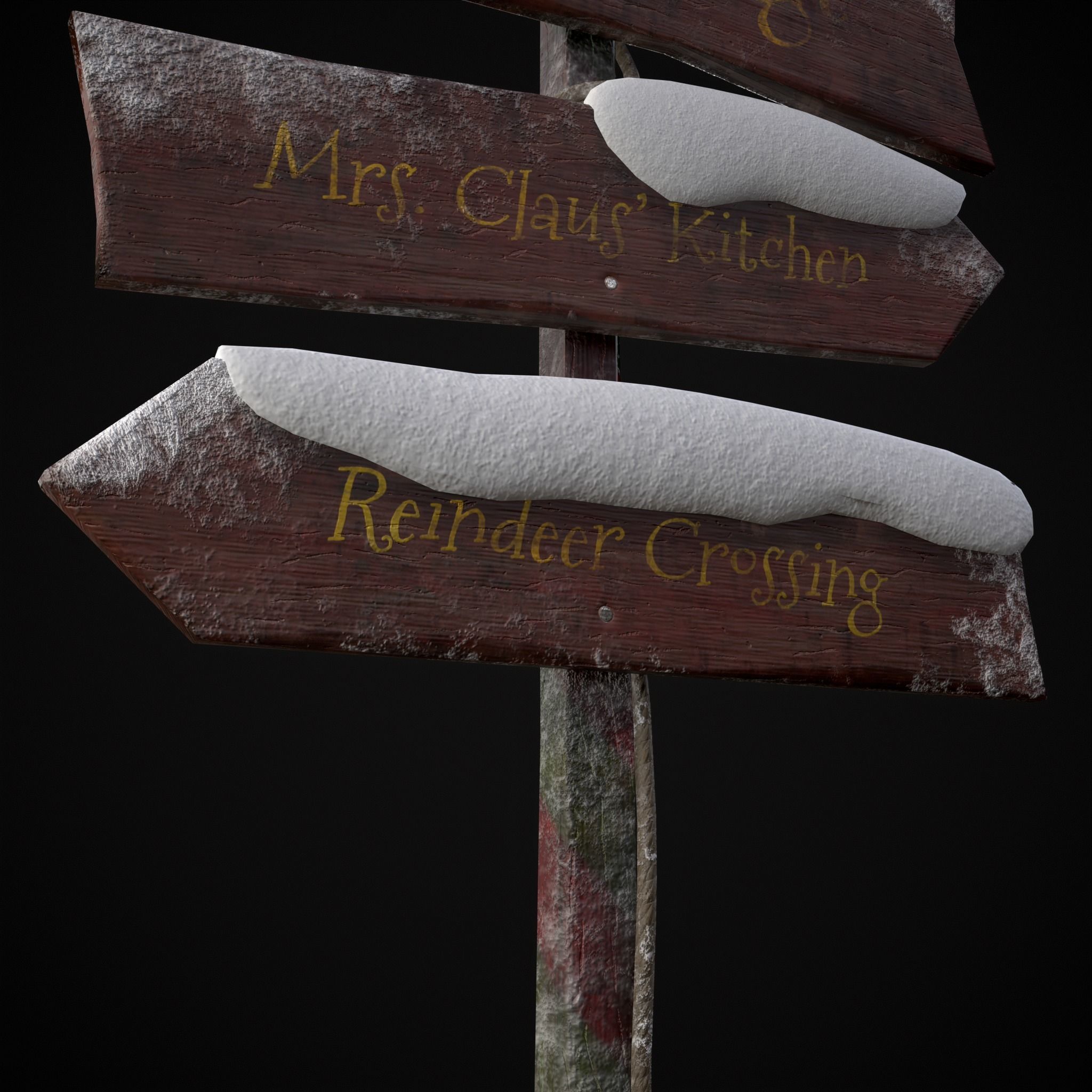 Santas Village Directional Post Low-poly 3D model_11